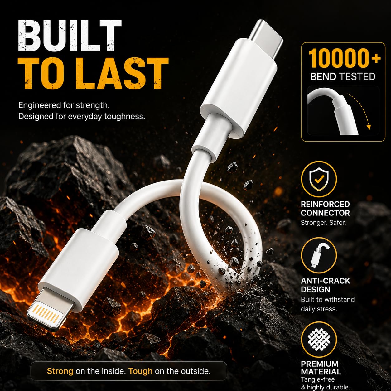 27W USB C TO Lightning Fast Charging Cable With High-Speed Data Transfer Compatible with iPhone 14/14 Pro/ 14 Pro Max/ 13/13 Pro/ 13 ProMax/ 12/11/XR/XS/X/8 S — Amazon image 3