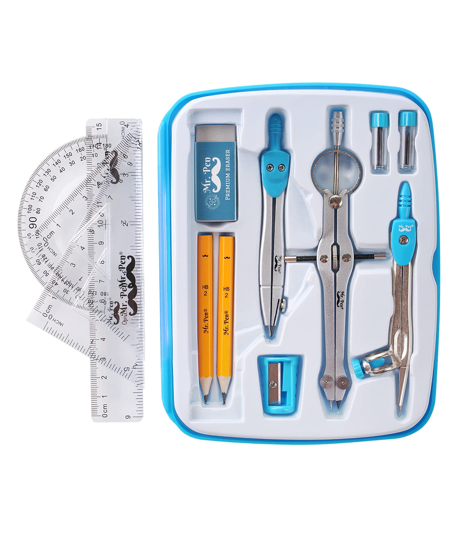 Buy Mr. Pen Geometry Set, 13 pcs, Compass for Geometry, Protractor Set