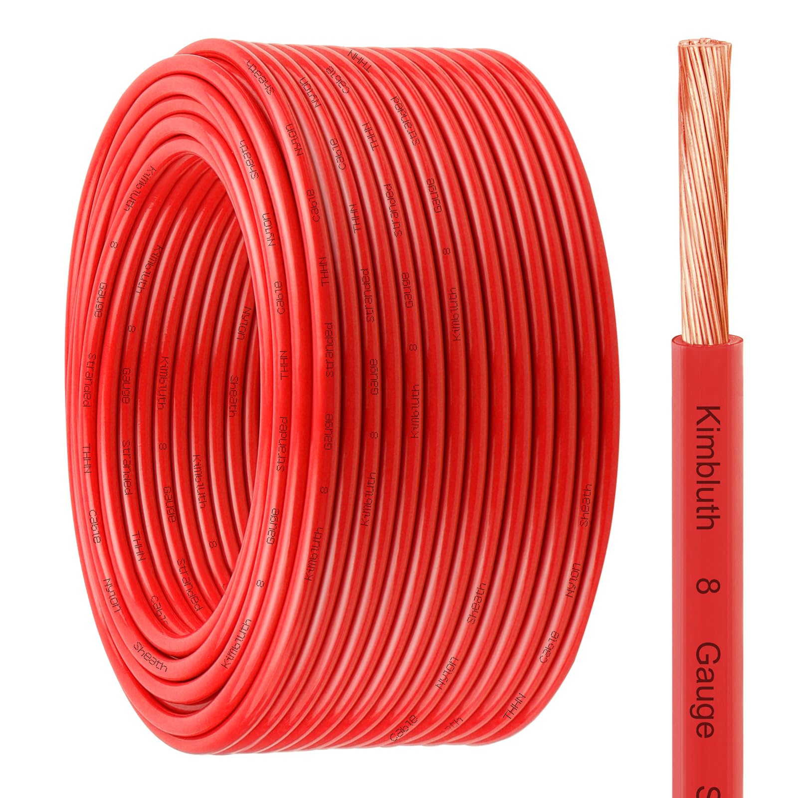 THHN Wire 8 Gauge 200 FT Stranded Copper Wire, 8 AWG Copper Wire Rated up to 600V Building Wire Nylon Jacket for Residential, CNC, Ground, Industrial