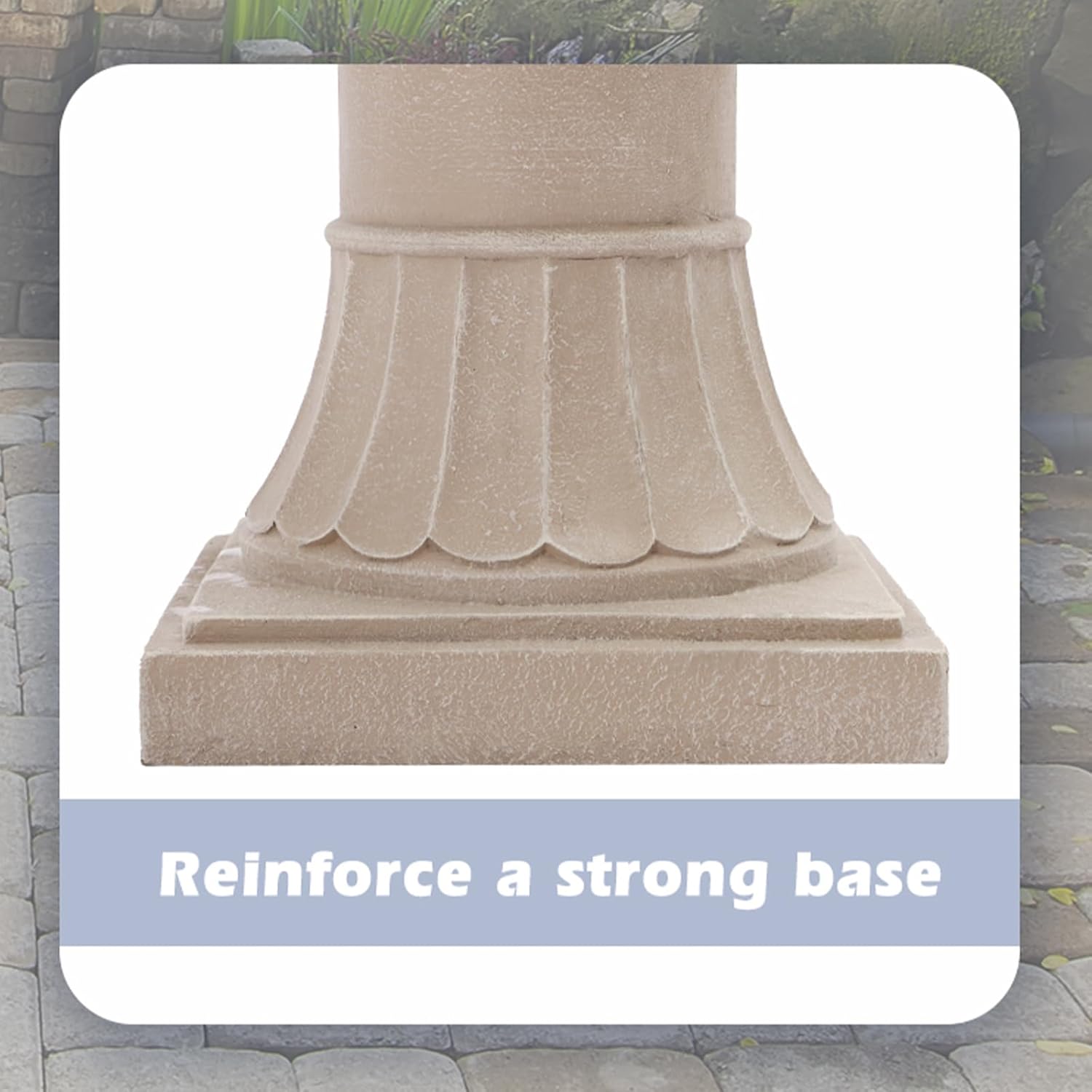 3-Tier Outdoor Water Fountain, 48.4" H Floor Backyard Garden Fountain, Water Feature Indoor with Pump, Outdoor Freestanding Waterfall Fountain, Bernini Fountain for Garden Patio Yard (Beige)