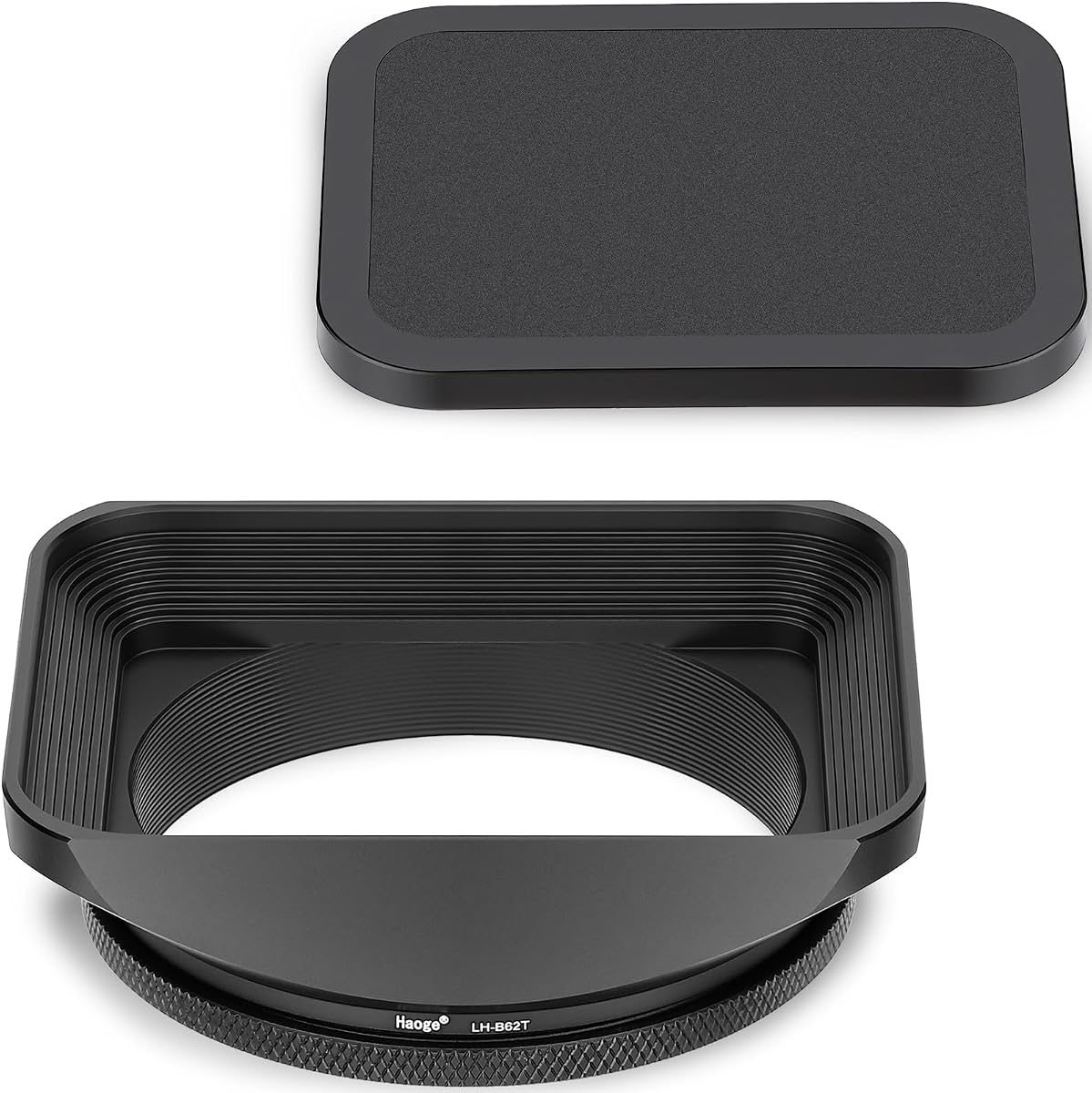 Haoge 62mm Square Metal Screw-in Mount Lens Hood Shade with Cap for 62mm Canon Nikon Sony Leica Leitz Carl Zeiss Voigtlander Nikkor Panasonic Fujifilm Olympus Lens and Other 62mm Filter Thread Lens