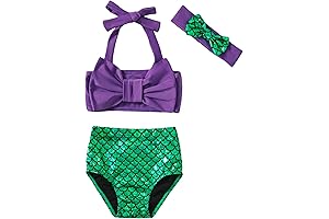 LYSMuch Toddler Girl's 3-piece Minnie Mouse Bathing Suit and Headband Set