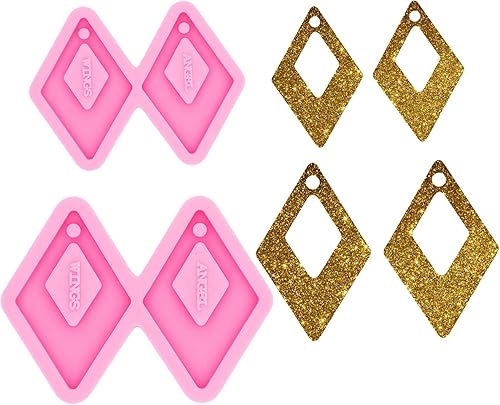 2 moldes de resina para aretes de silicona para hacer joyas, moldes de silicona para aretes de resina, bricolaje para mujer, molde de rombo hueco, 2 moldes de resina para aretes de silicona para hacer joyas, moldes de silicona para aretes de resina, bricolaje para mujer, molde de rombo hueco,