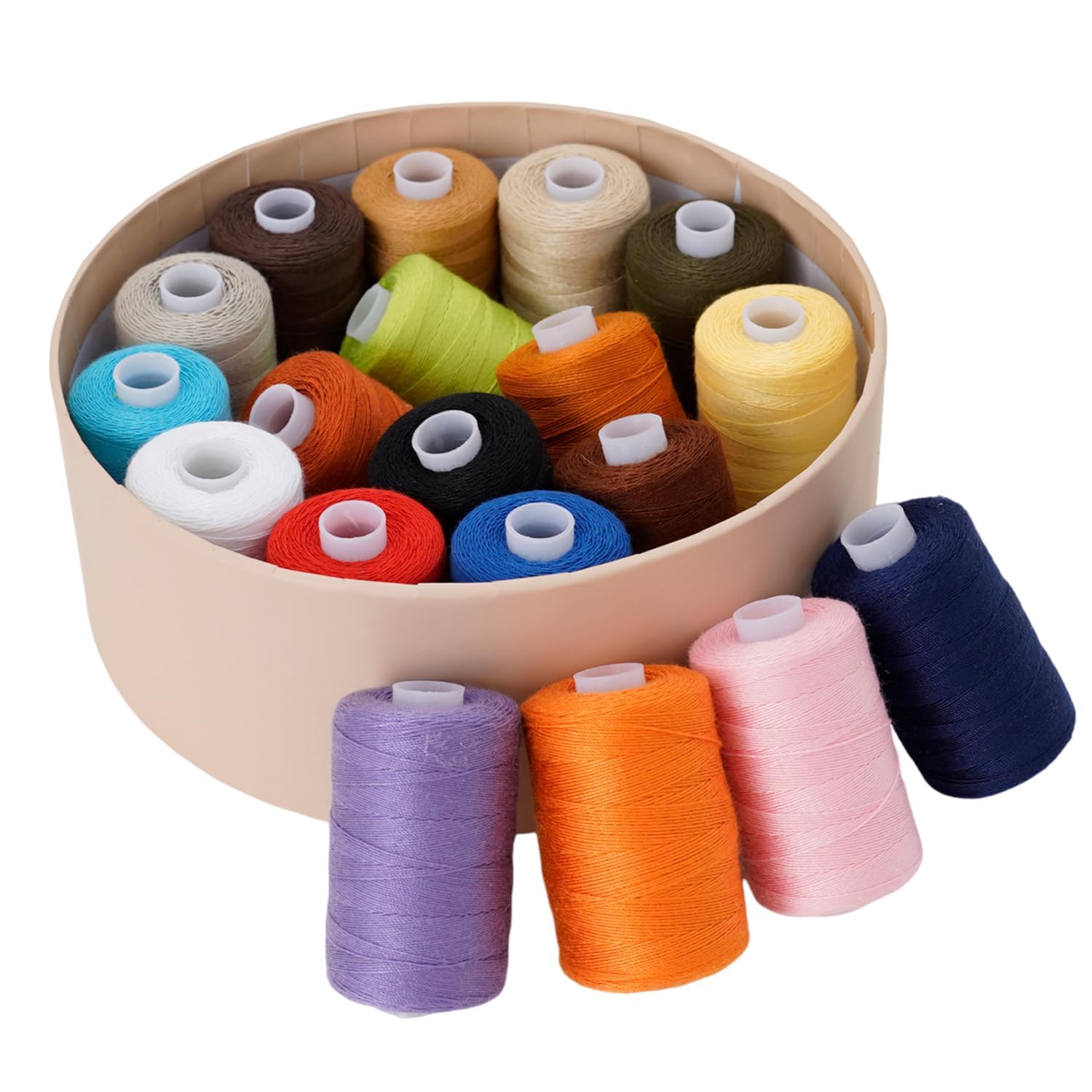 Hilo de coser para jeans de 19 colores, 20S/3, hilo extra fuerte para mezclilla, lona, carrete de 300 m, hilos de alta resistencia para jeans, hilo multiusos 100% poliéster