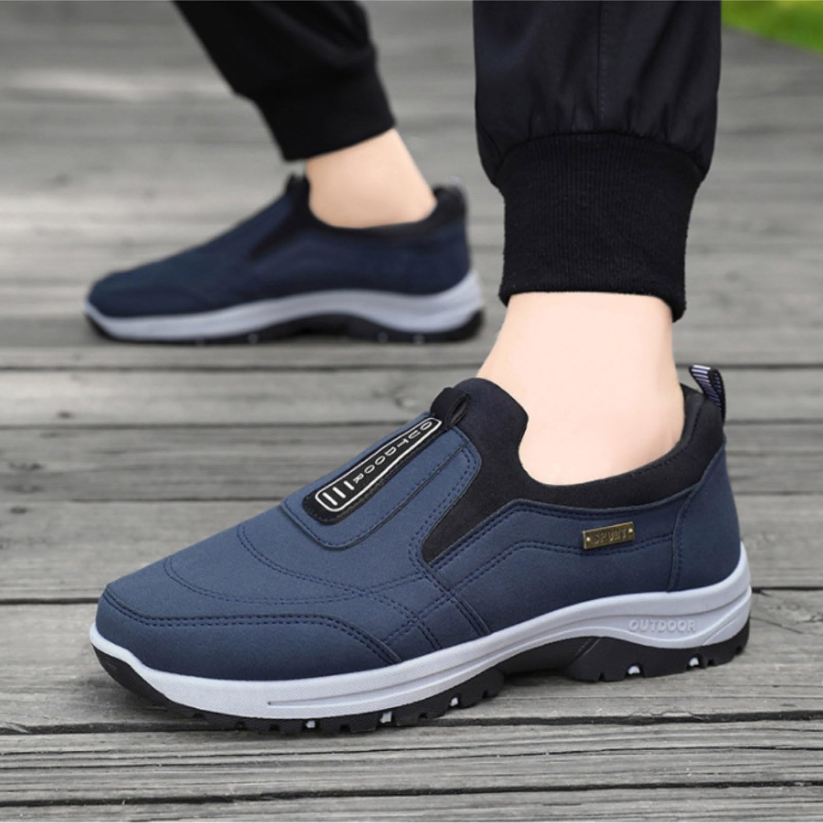 Zapatos de Senderismo sin Cordones para Hombre, Impermeables Antideslizantes