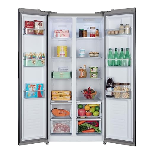 Iceblue 15.6 Cu.Ft. Side-by-side Refrigerators, Black Stainless Steel Beverage Fridge with Freezer, Zoning Temperature Control Frost Free Beverage Refrigerators