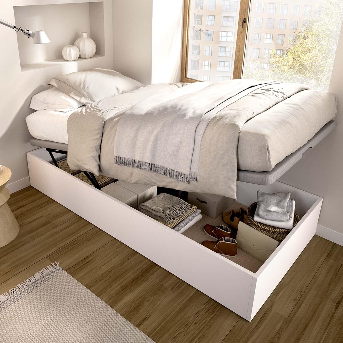 DEKIT - Pack Ahorro Juvenil Canapé abatible Nest con Colchón viscoelástico Nova 90 x 190 cm