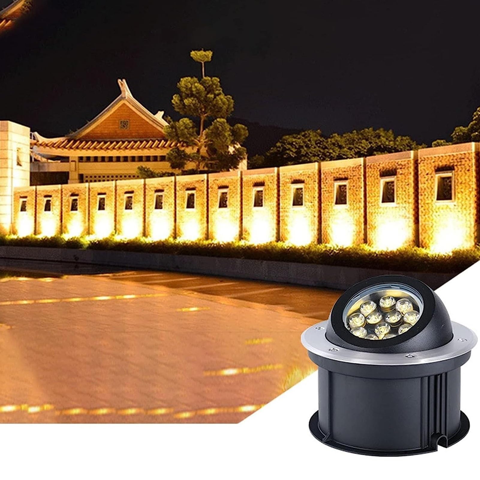 Foco LED Redondo Empotrado De Acero Inoxidable For Exteriores, Resistente Al Agua (IP65), con Ángulo De Visión Oblicuo, Ideal For Iluminación(RGB,18W (24V))