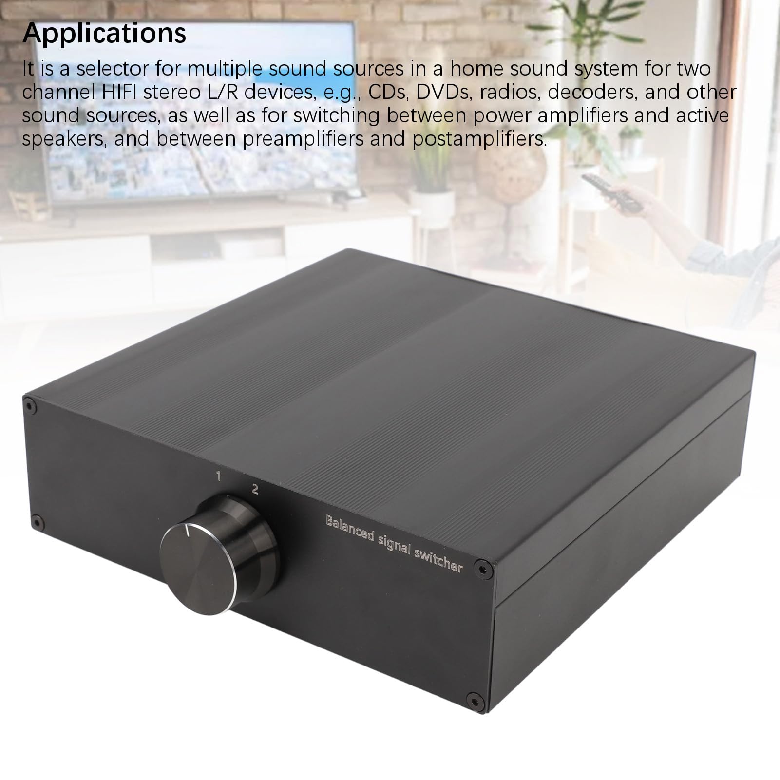 Generic Conmutador de Sonido XLR Balance 2 en 1 Salida para Sistemas Estéreo de Alta Fidelidad, Selector Robusto para Profesionales en Instalaciones de