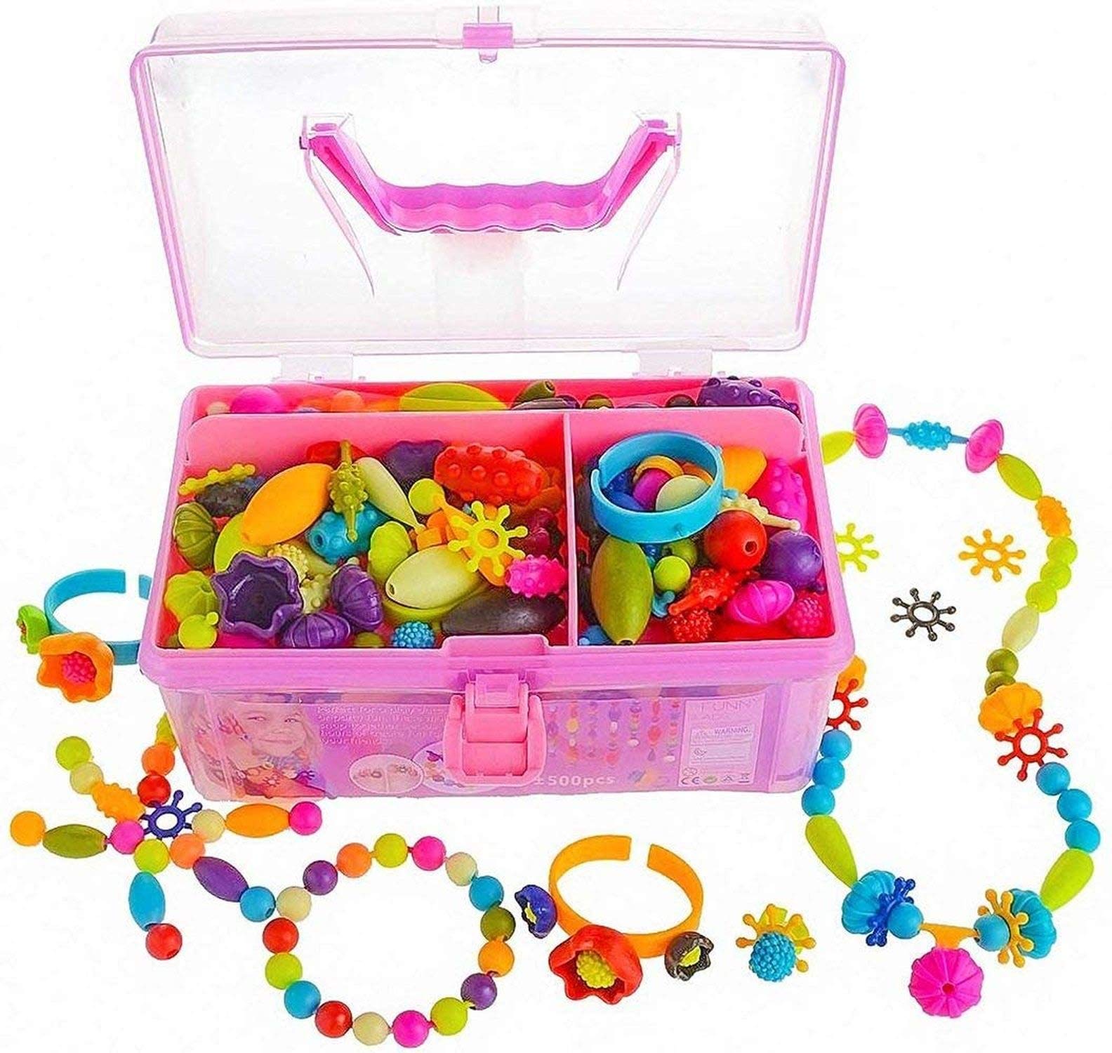 Jewelry Making Kits Beading Kits for 4-12 Year Old Little Girls, Arts and Crafts Toys for Kids, Necklace Bracelet Creativity Snap Set, Top Best Christmas Birthday Gifts (480pcs)