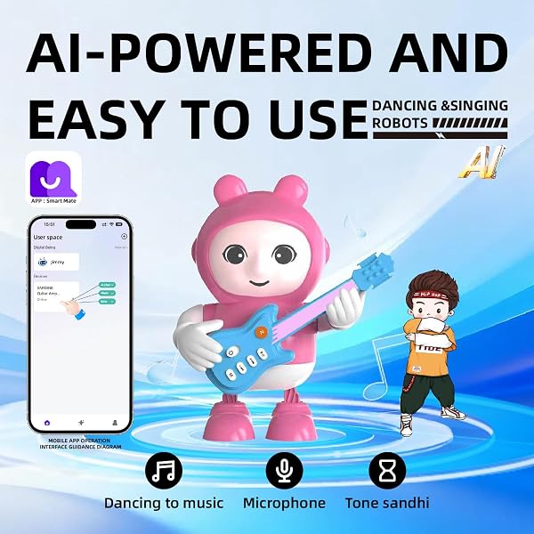 B BestCon Robot interactif doté d'IA, avec ChatGPT intégré, Robot Parlant Qui Chante et Danse, Jouet éducatif et ludique pour garçons et Filles (Rose) - 2