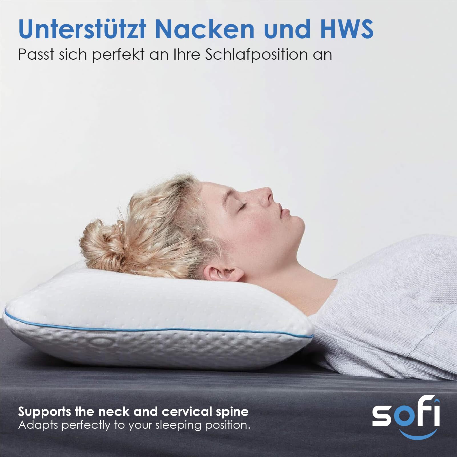 Almohada Viscoelástica Ergonómica Para El Cuello - Memory Foam, 60x40x12 Cm, Con Funda Fresca