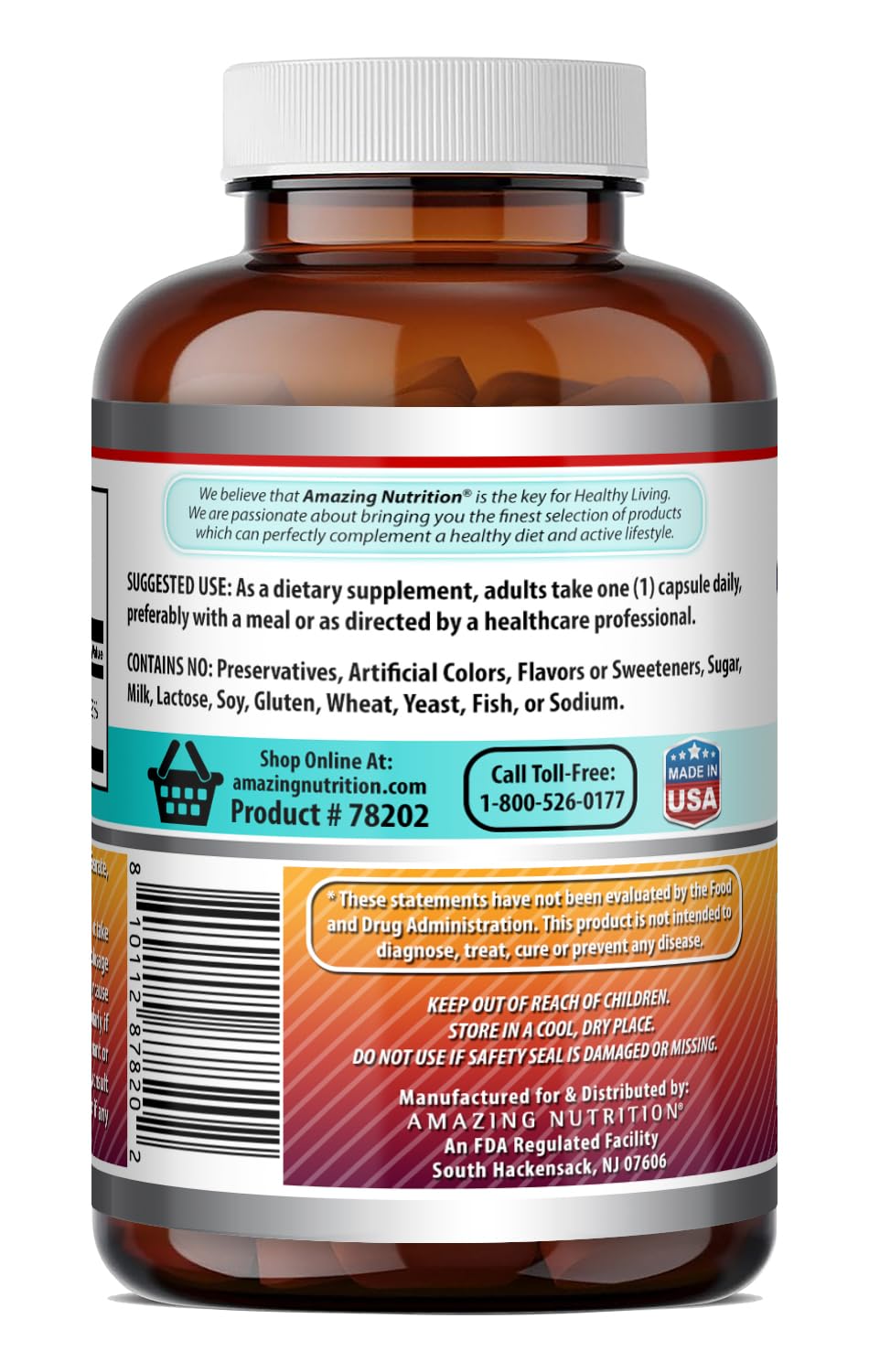 Amazing Formulas Niacin Supplement | 500 Mg Per Serving | 180 Capsules | Gluten-Free | Made in USA — Amazon image 3