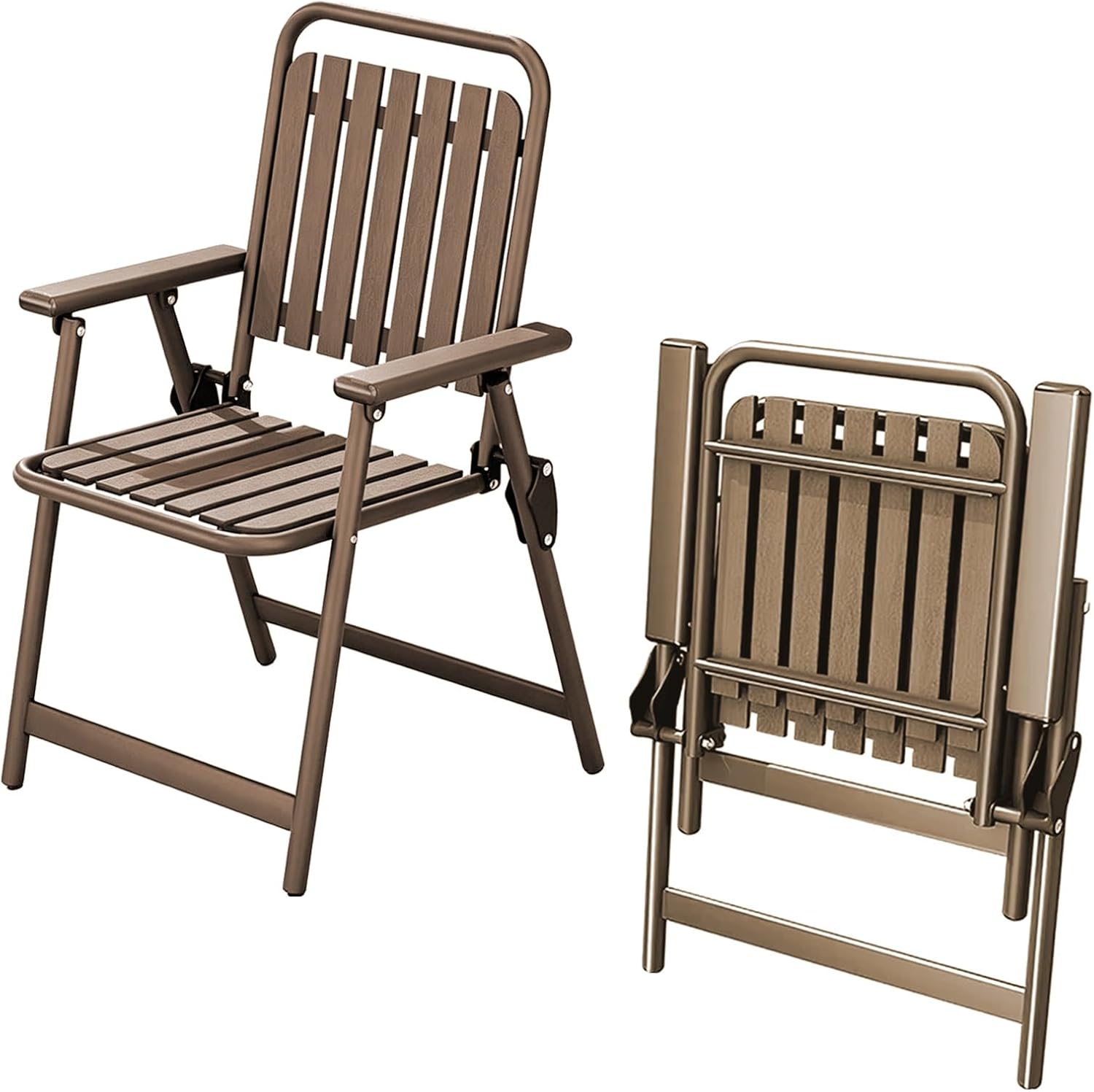Commercial Event Seat, Basics Folding Plastic Chair, Light Weight Chair, Metal Frame, for Wedding, Celebrations, Dinning, Office Kitchen Patio and Garden(Browns)