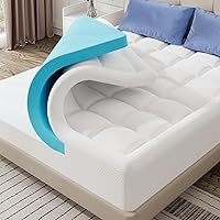 Vista 8 de ELEMUSE Cubrecolchón de espuma viscoelástica de doble capa de 3 pulgadas, tamaño individual, de espuma viscoelástica de gel refrescante de 2 Negro