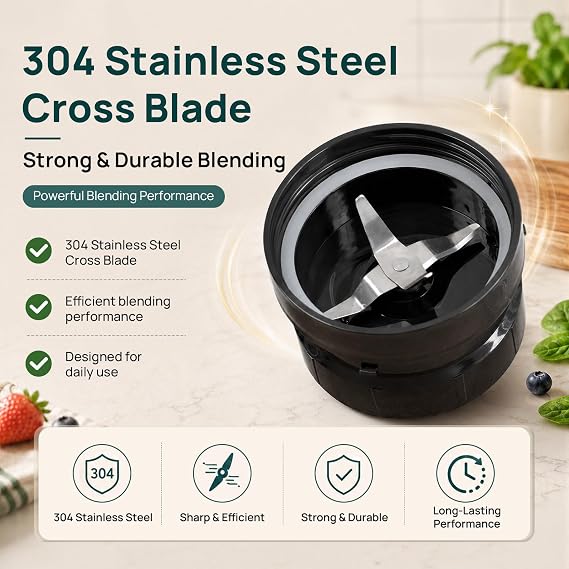 Glass Cup & Blade Replacement Set Compatible with 250W Magic Bullet Blender