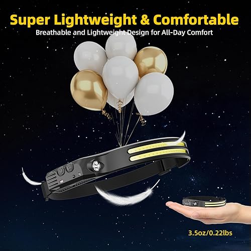Miniatura 7 de Linterna frontal LED recargable, 3 unidades, luces de cabeza superbrillantes COB de 230° para la frente, luz de casco duro para adultos, linterna