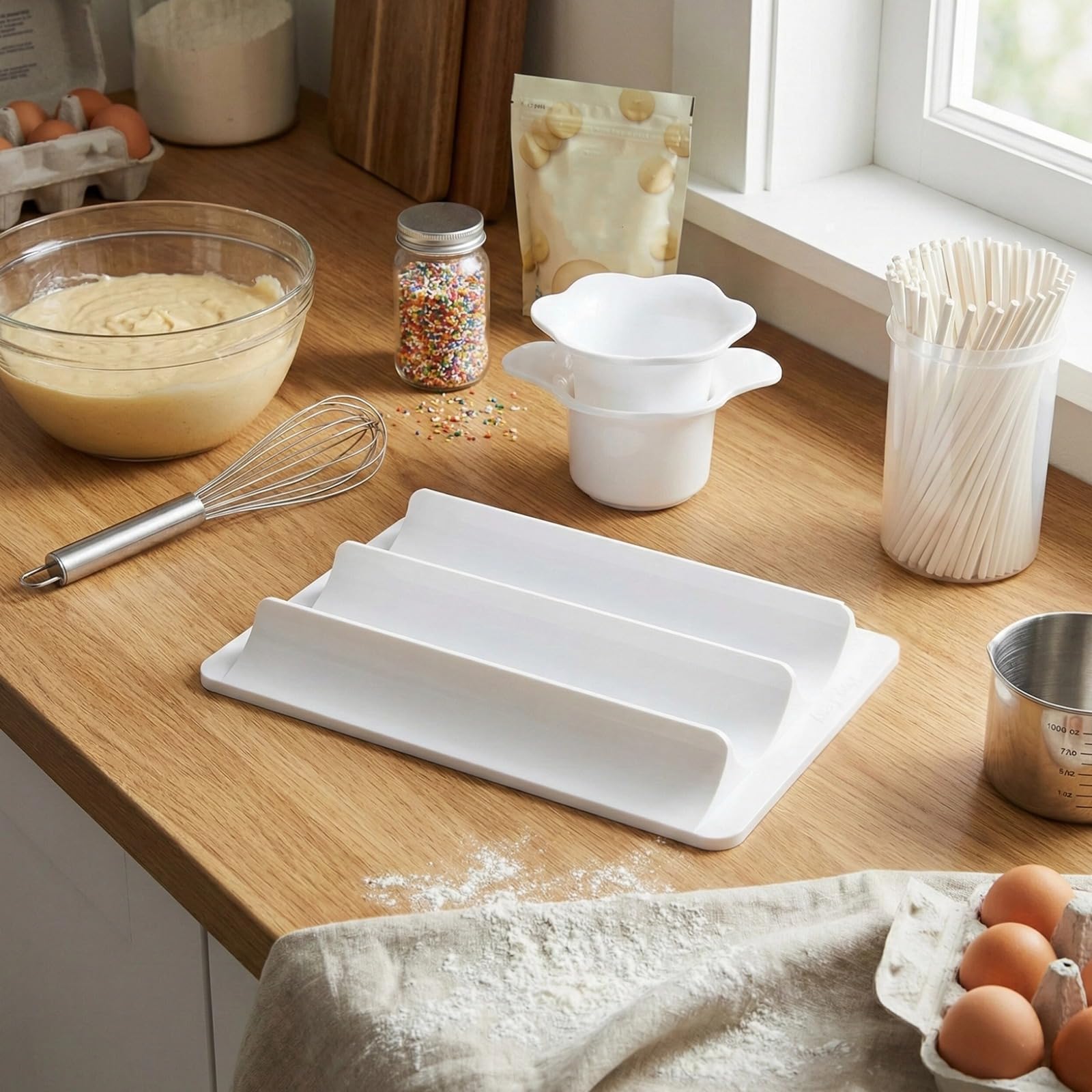 Ensemble de moules à cake pops avec plateau, emporte-pièce blanc en plastique et plateau à trois cavités, moule rond de 4,4 cm, plastique moulé pour pâtisserie, décoration et présentation
