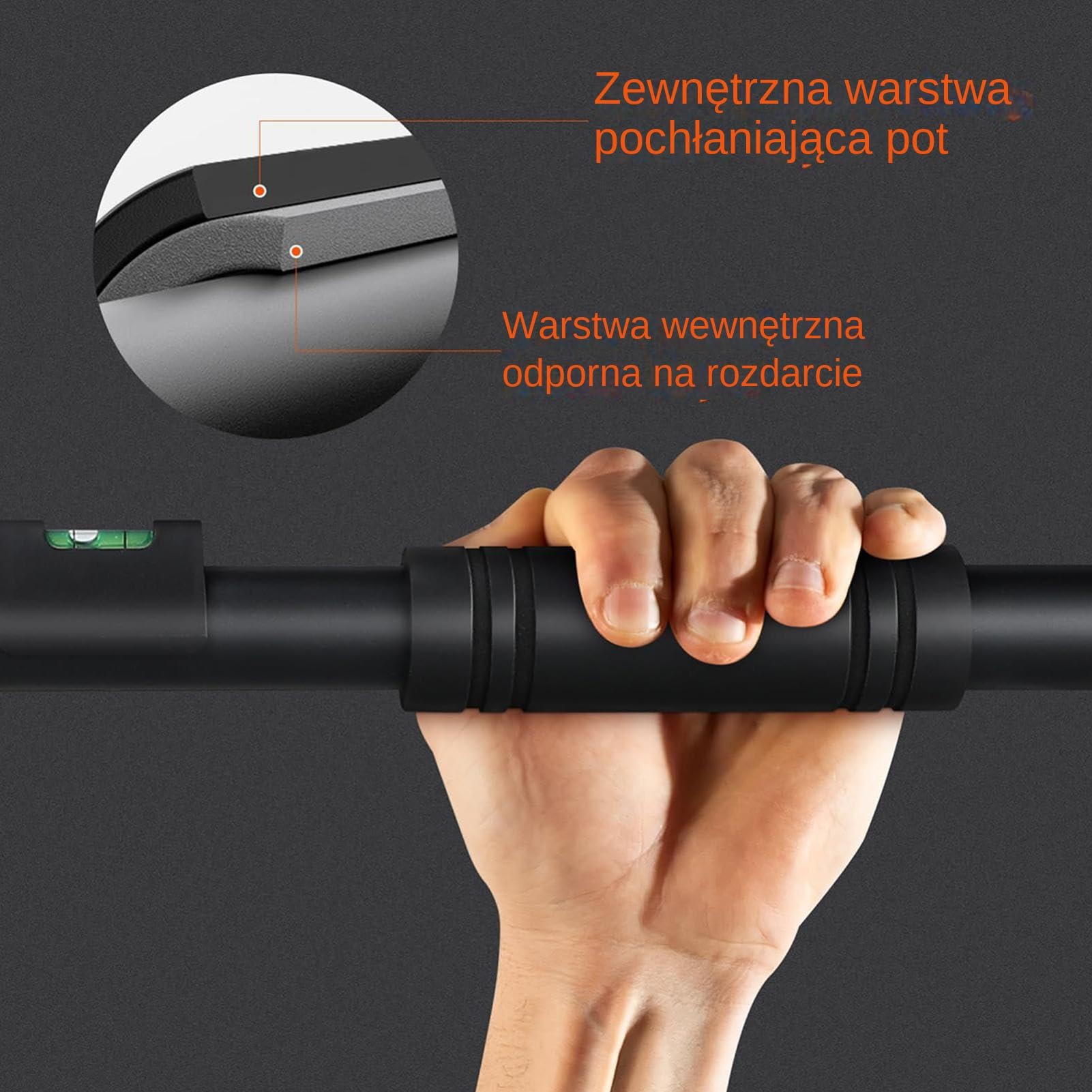 Drążek Do Podciągania Do Futryny Drzwiowej Antypoślizgowy Ergonomiczny Bez