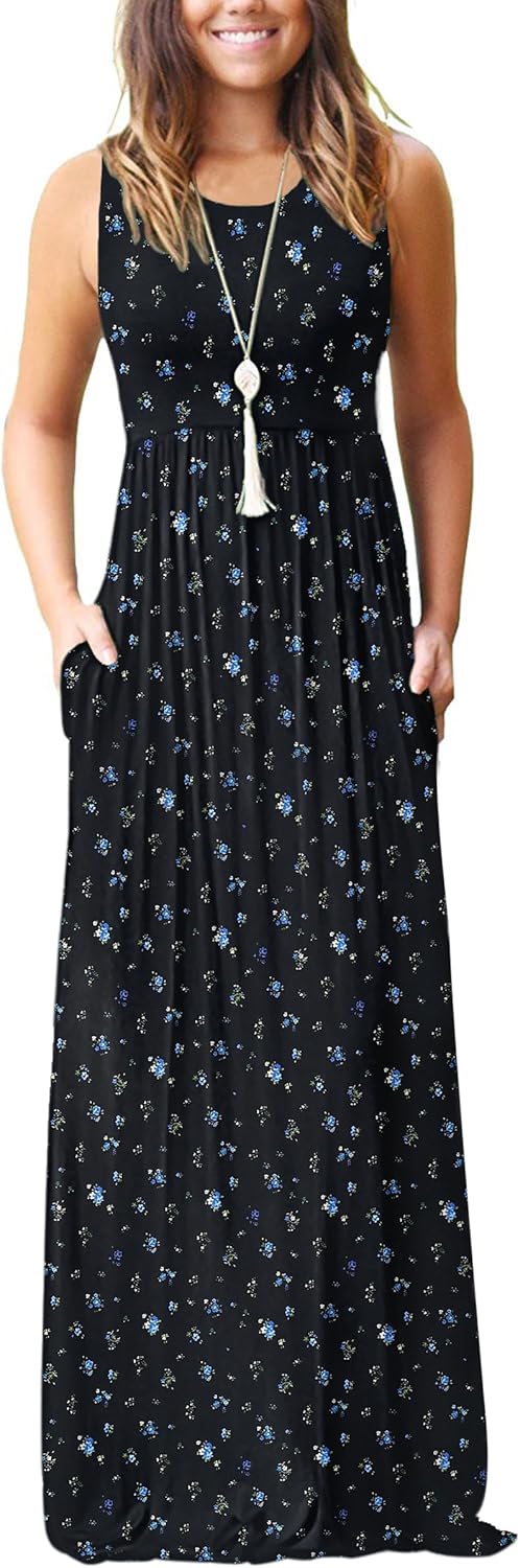 AUSELILY Women's Summer Sleeveless Loose Maxi Dress Casual Long Dresses with Pockets 2026 New