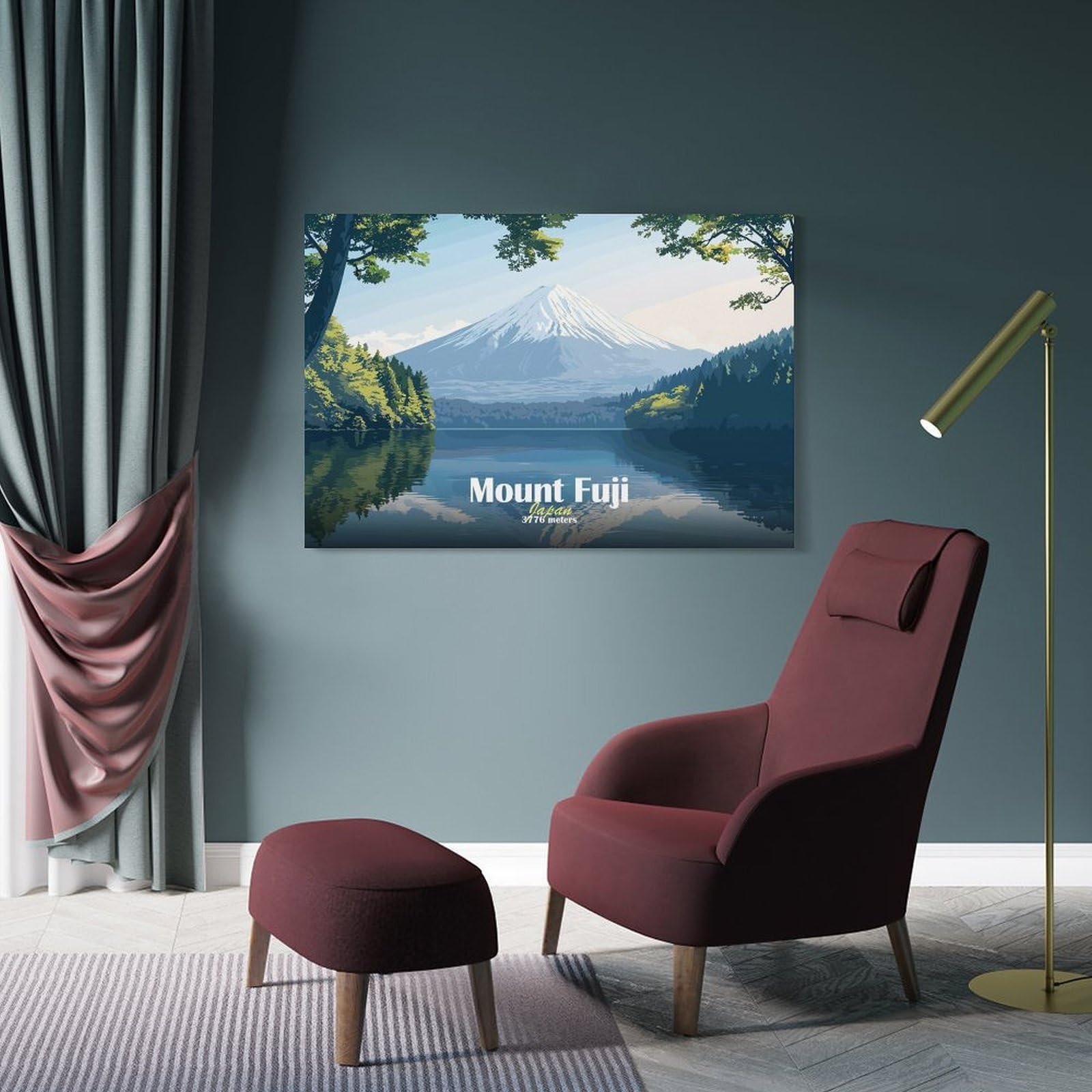 Junmoney Decorative Wall Artwork Mount Fuji Landscape(2), 08x12inch(20x30cm), for Home, Office, Studio Or Guest Room, A Flexible Wall Accent for Shared Spaces