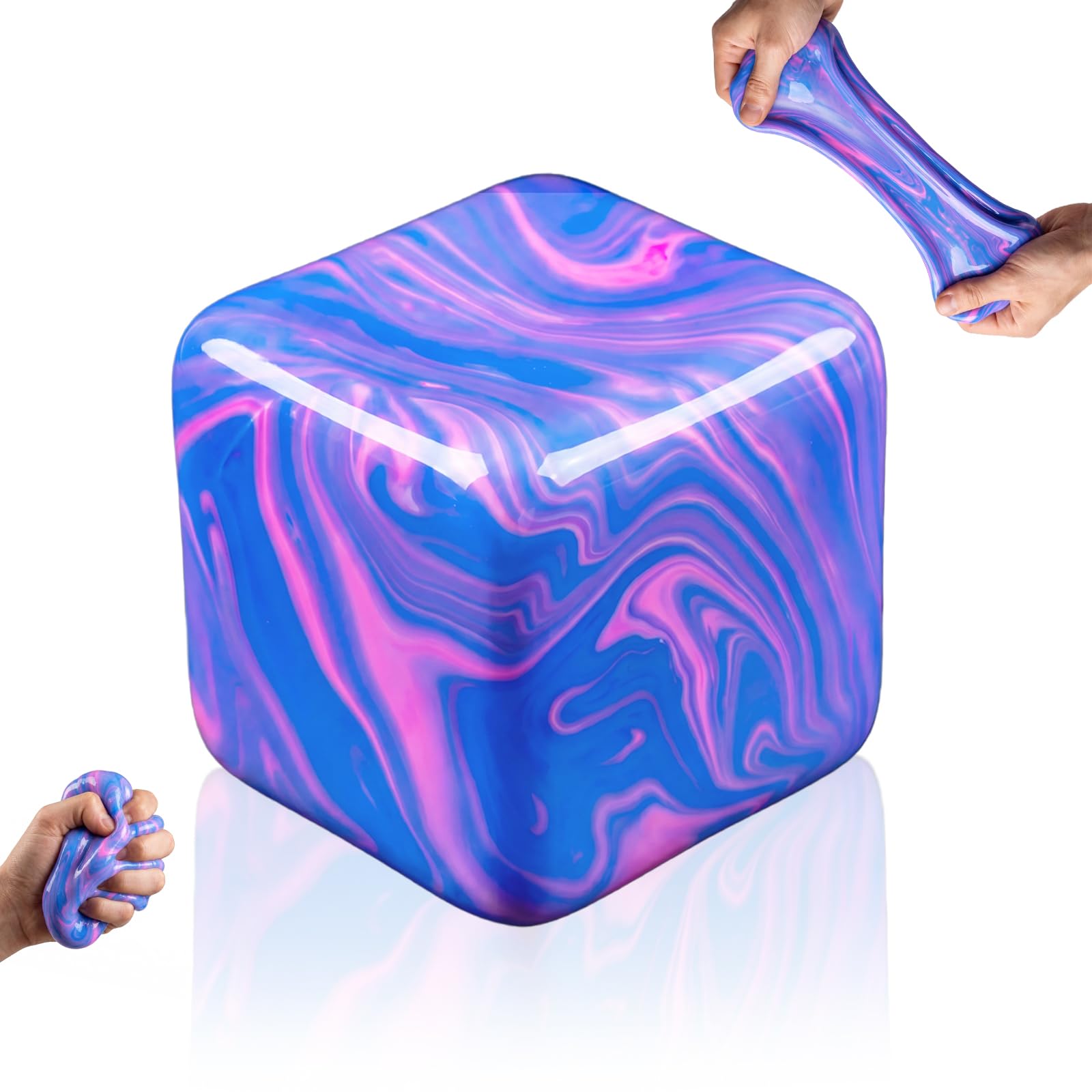 Sukha 1PCS Large Ice Cube Squishy Fidget Toy - Stress Cube Sensory Squeeze Toys, Soft Squishy Cube Stress Ball for Anxiety Relief, Autism Fidget Toy, Classroom Prize for Adults and Kids (Blue)