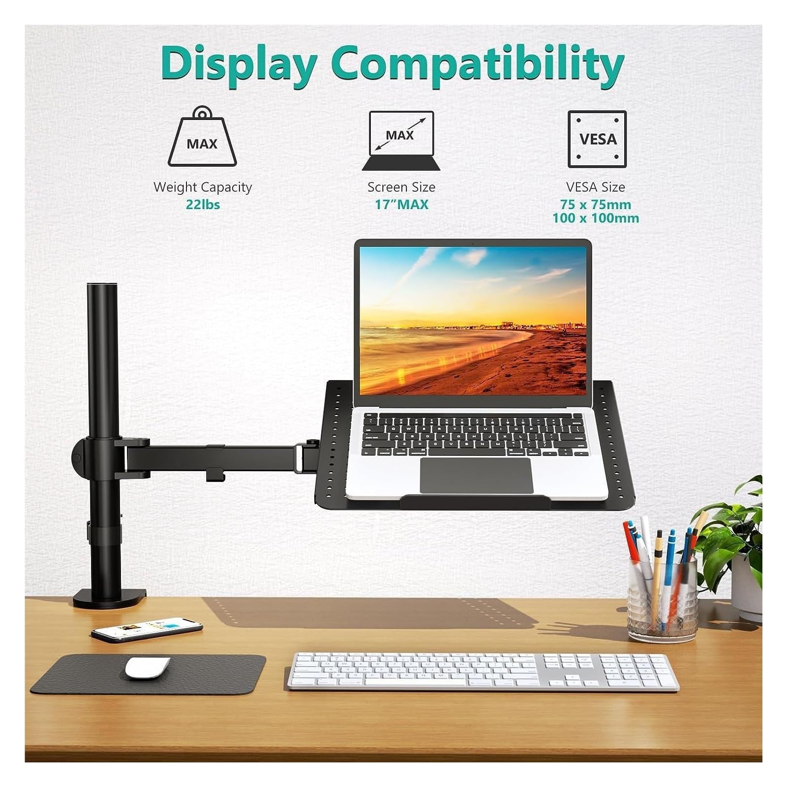 Support de moniteur d'ordinateur portable, support rehaussement réglable en hauteur, base suspendue, rotatif