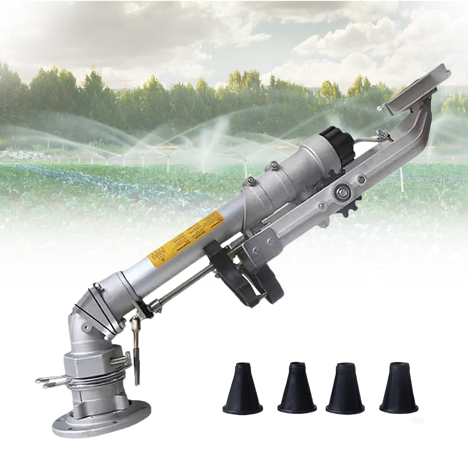 COYEUX 2 Inch Thread Automatic Rain Gun Sprinkler, 360° Slow Rotation Irrigation Spray Gun, 24°-44° Adjustable Angle, Long Water Range, for Farm Orchard Pasture Irrigation