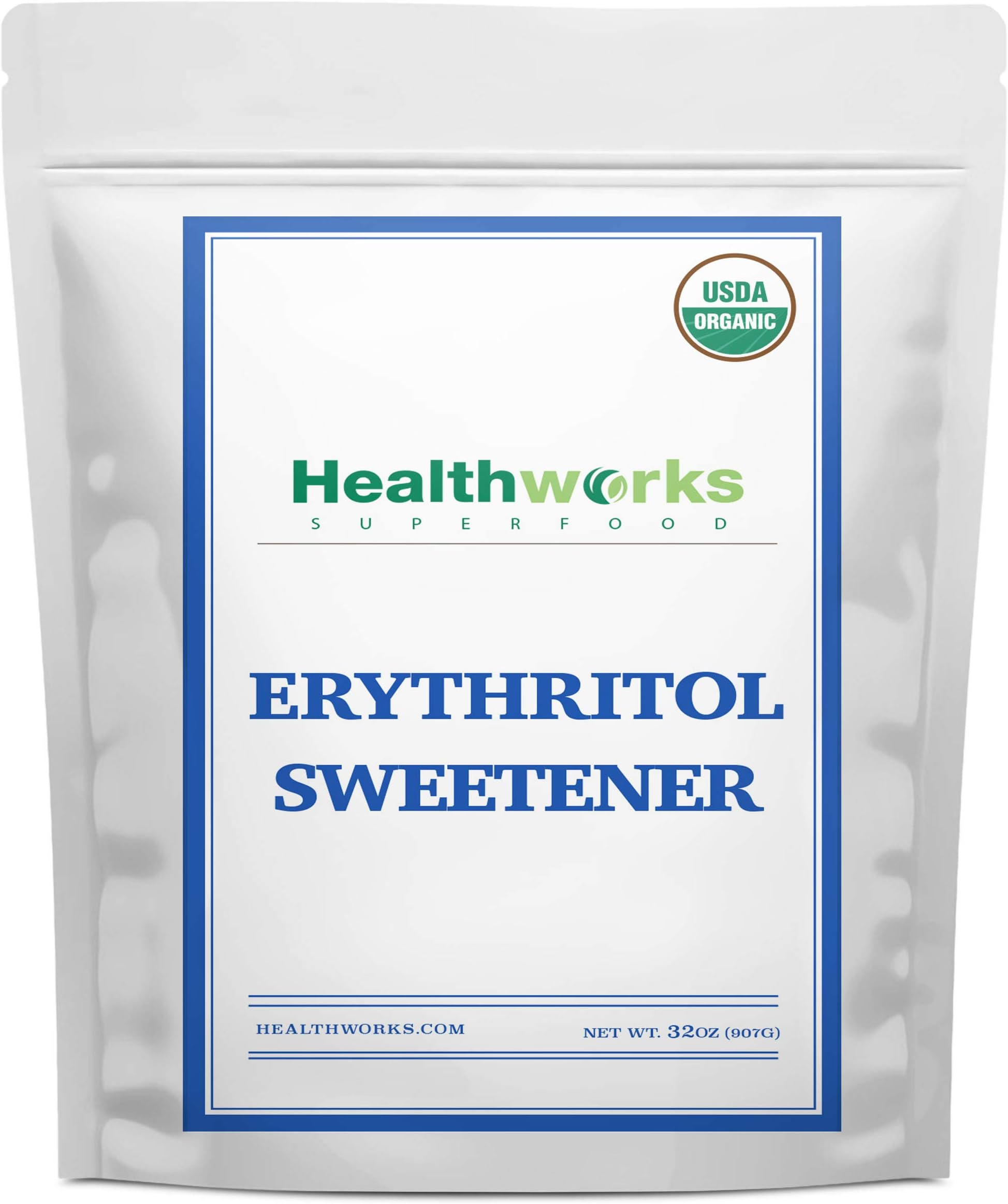 Healthworks Erythritol Sweetener (32 Ounces/ 2 Pounds) | Organic Sugar Substitute, Keto & Paleo Friendly | Non-GMO & No Calories | Baking, Teas & Smoothies
