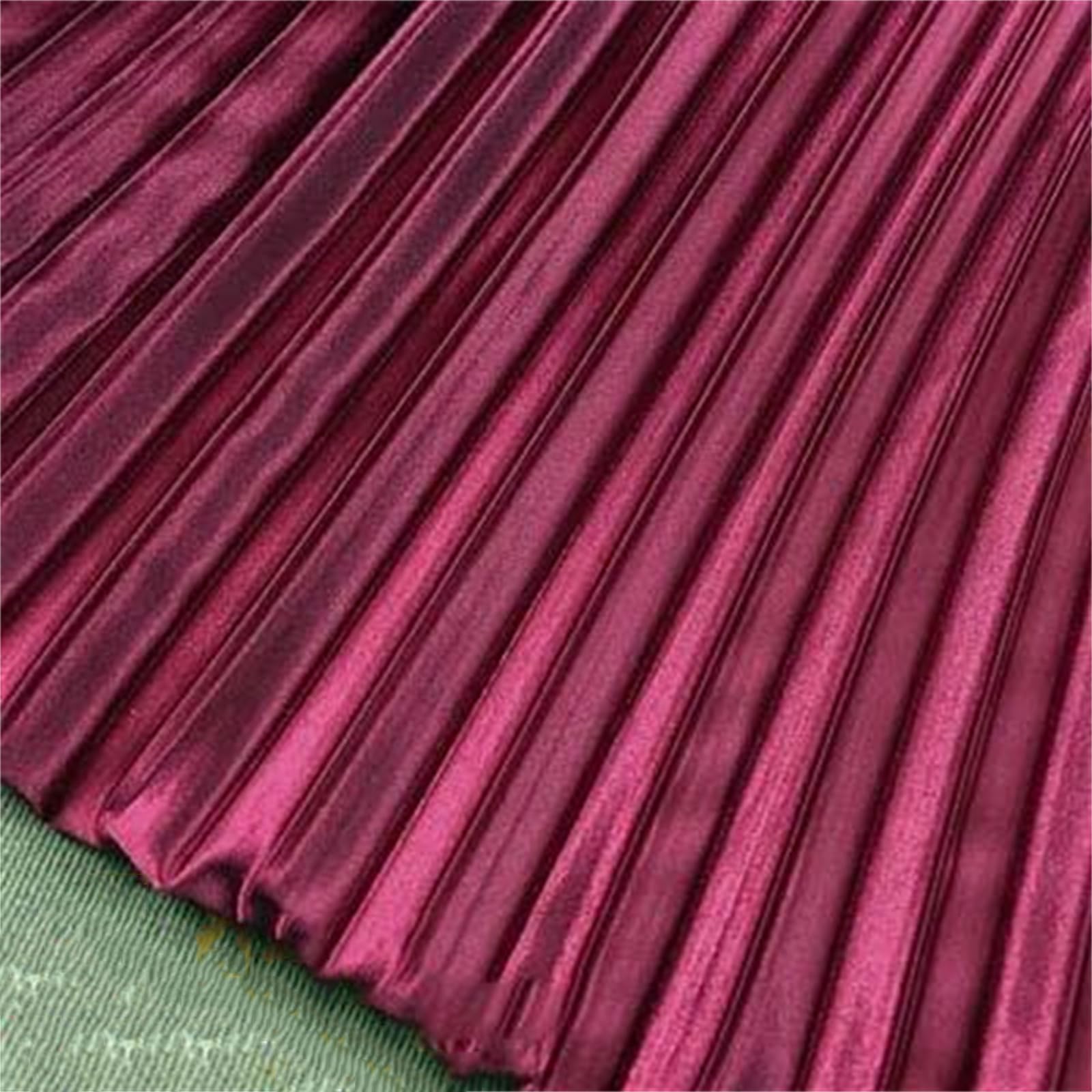 Tela de rayón plisada de 150 cm de ancho, color sólido, rayas grandes, hilo de imitación de órgano, transpirable, tejido de punto para hacer vestidos y faldas