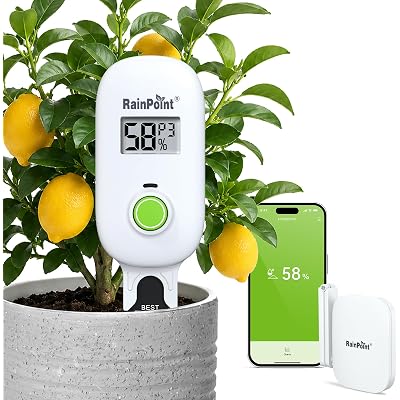 RAINPOINT Smart Digital Wireless Plant Moisture Meter Houseplants Indoor WiFi Hub Kit with Low/High Moisture Alert,Real-time Monitor Hygrometer Sensor Outdoor Gardening Push Notification&Email