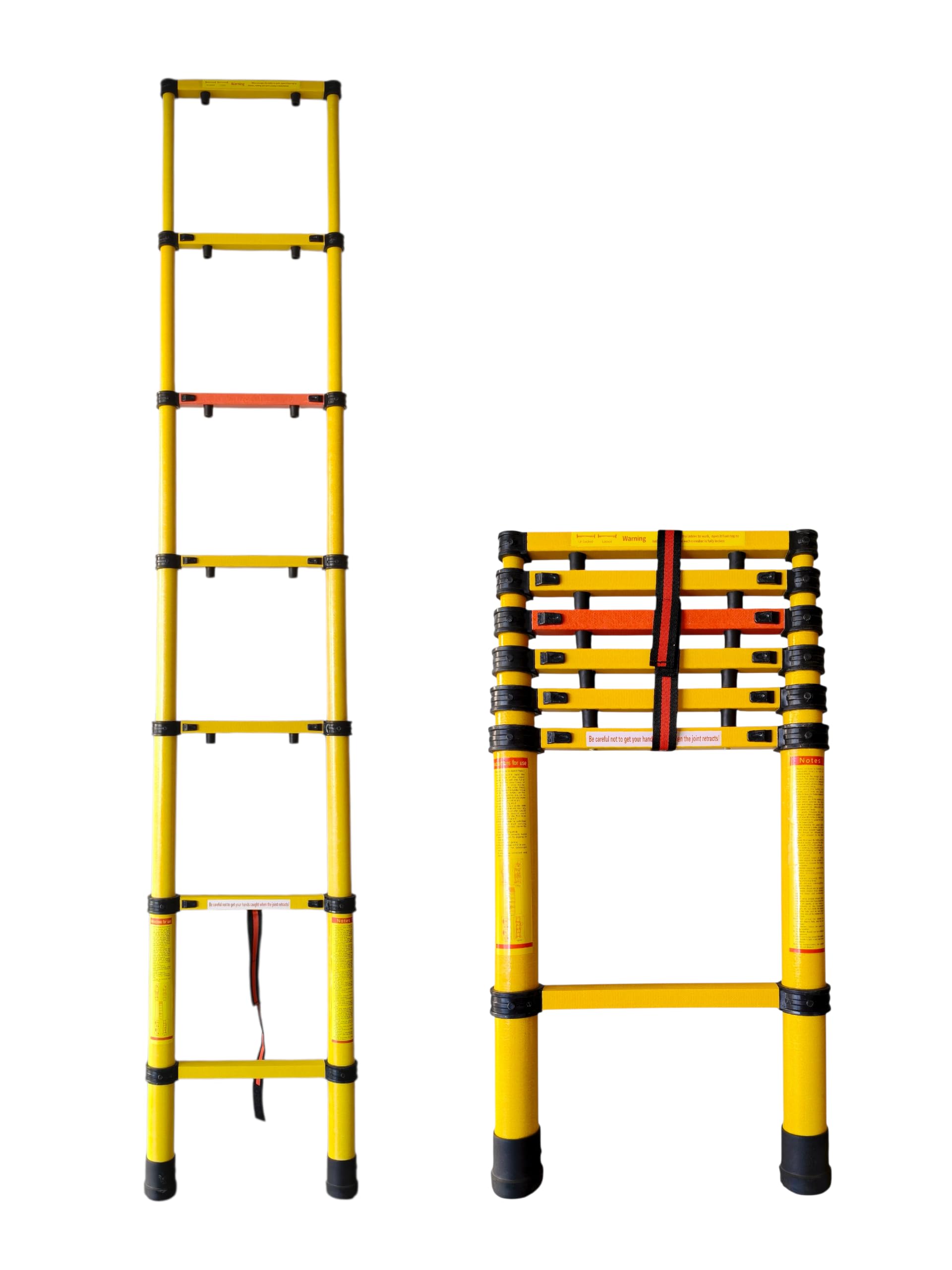 SMARTY FRP Telescopic Ladder, 2.5 Meter, Fibre Reinforced Plastic, Orange and Grey, Portable, Lightweight, Adjustable, for Home and Outdoor Use-image-25