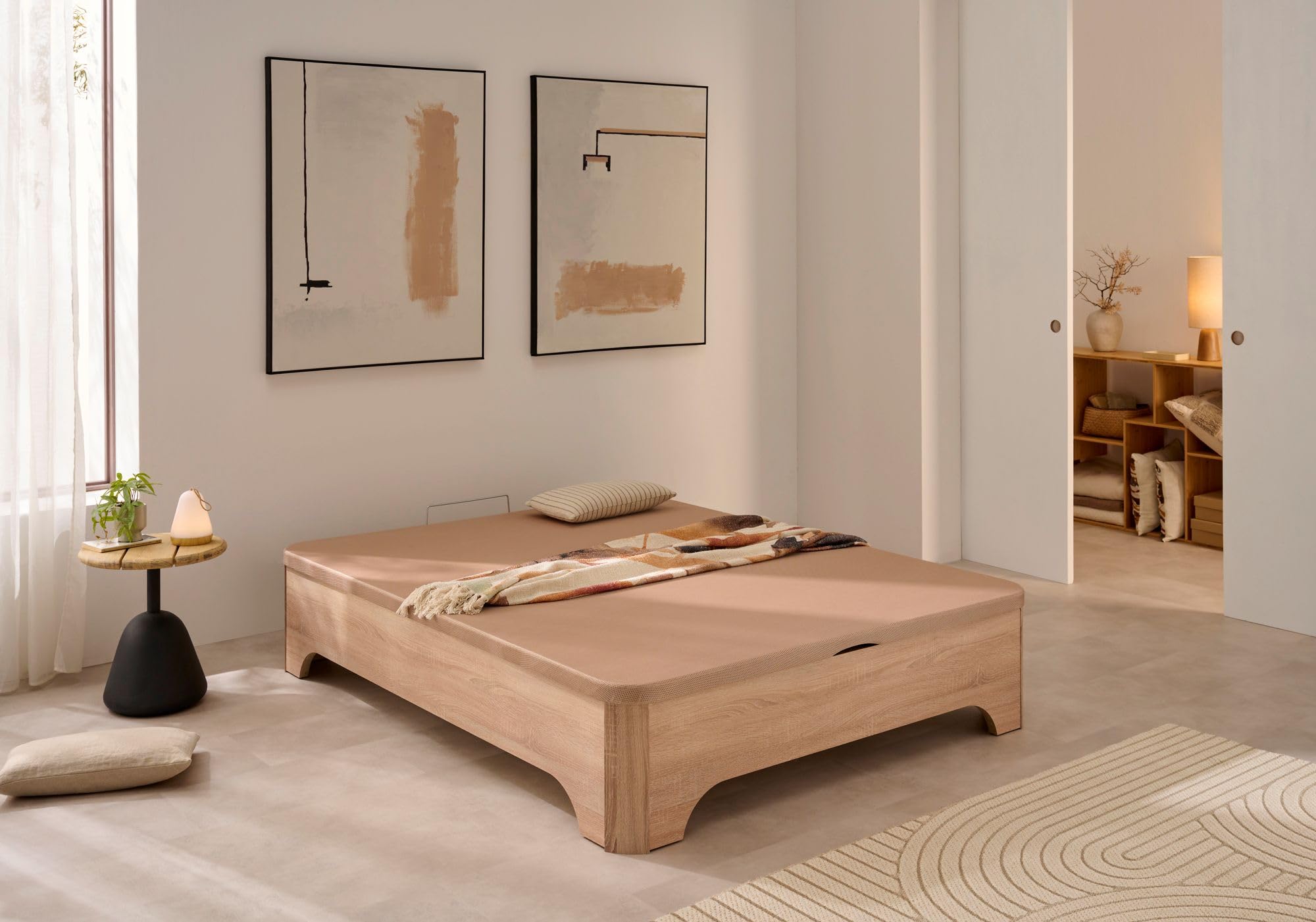 Matris - Canapé Abatible Elevado con Patas Elegance, Arcón Gran Capacidad, Base Transpirable 3D, Apertura Hidráulica, Estructura Reforzada, Varios Tamaños y Colores - con Montaje