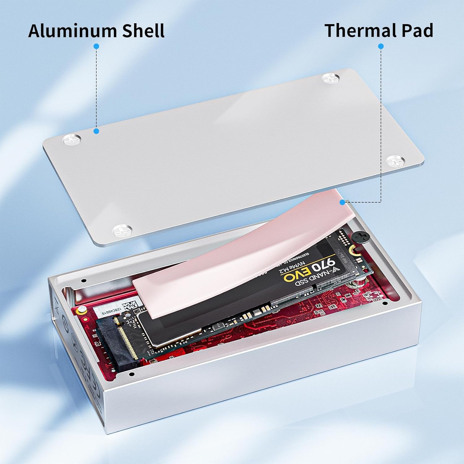 Aluminum 40Gbps M.2 NVMe SSD Enclosure, 8TB USB-C External Hard Drive for M1 M2 Pro/Max, Support 2280 B&M+M-Key PCIe, Compatible Thunderbolt 3/4 USB 4/3.2/3.1/3.0/2.0