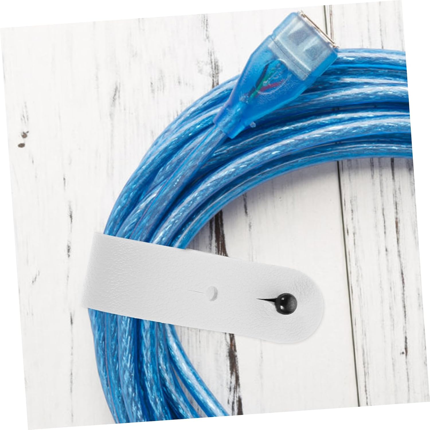 5pcs Leather Cord Organizer Wire Management Strap White image 3