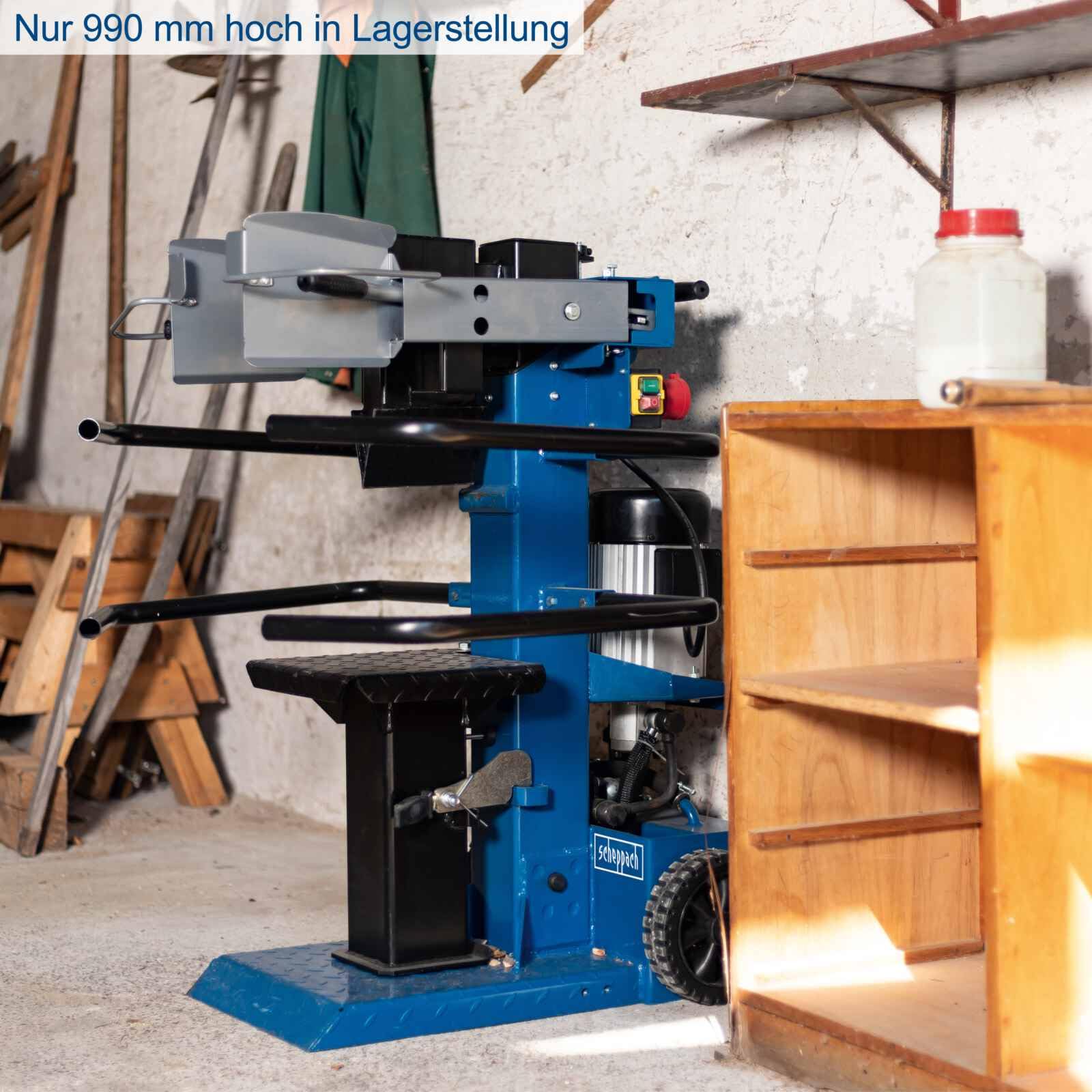 Scheppach Meterholz Holzspalter stehend Compact 8T | 7,95 Tonnen Spaltkraft | 230V 3150W Leistung | Holzlänge 1070mm / max.Ø 350mm | schwenkbarer Tisch | für Hartholz & Weichholz - mit Fahrvorrichtung