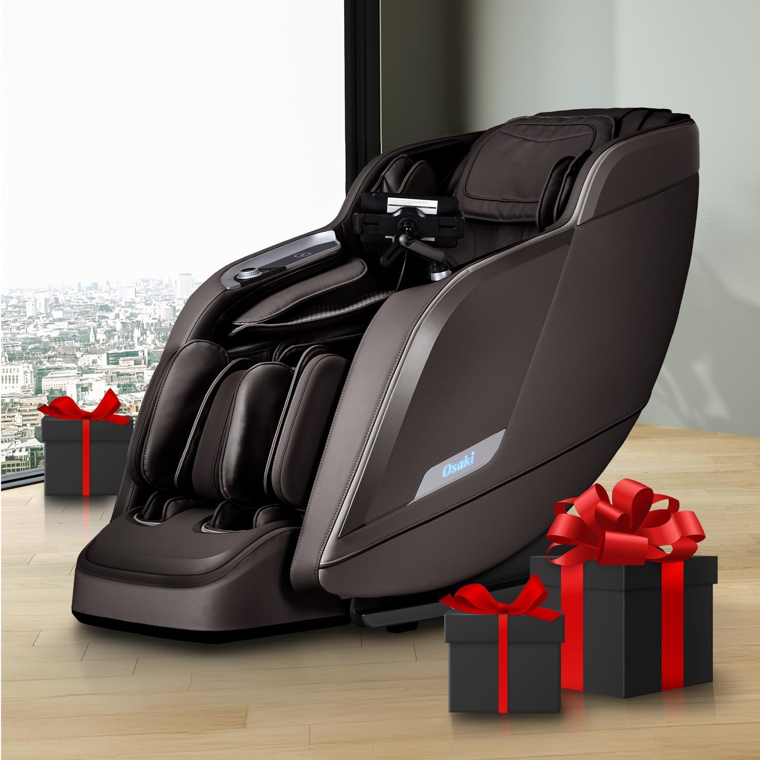 Osaki Vibe 4D l 4D Massage Mechanism l Automatic Body Scan l Deep Calf-Kneading l Space-Saving Technology l 3-Stage Zero Gravity l 32-Cell Full Body Air Massage (Brown)
