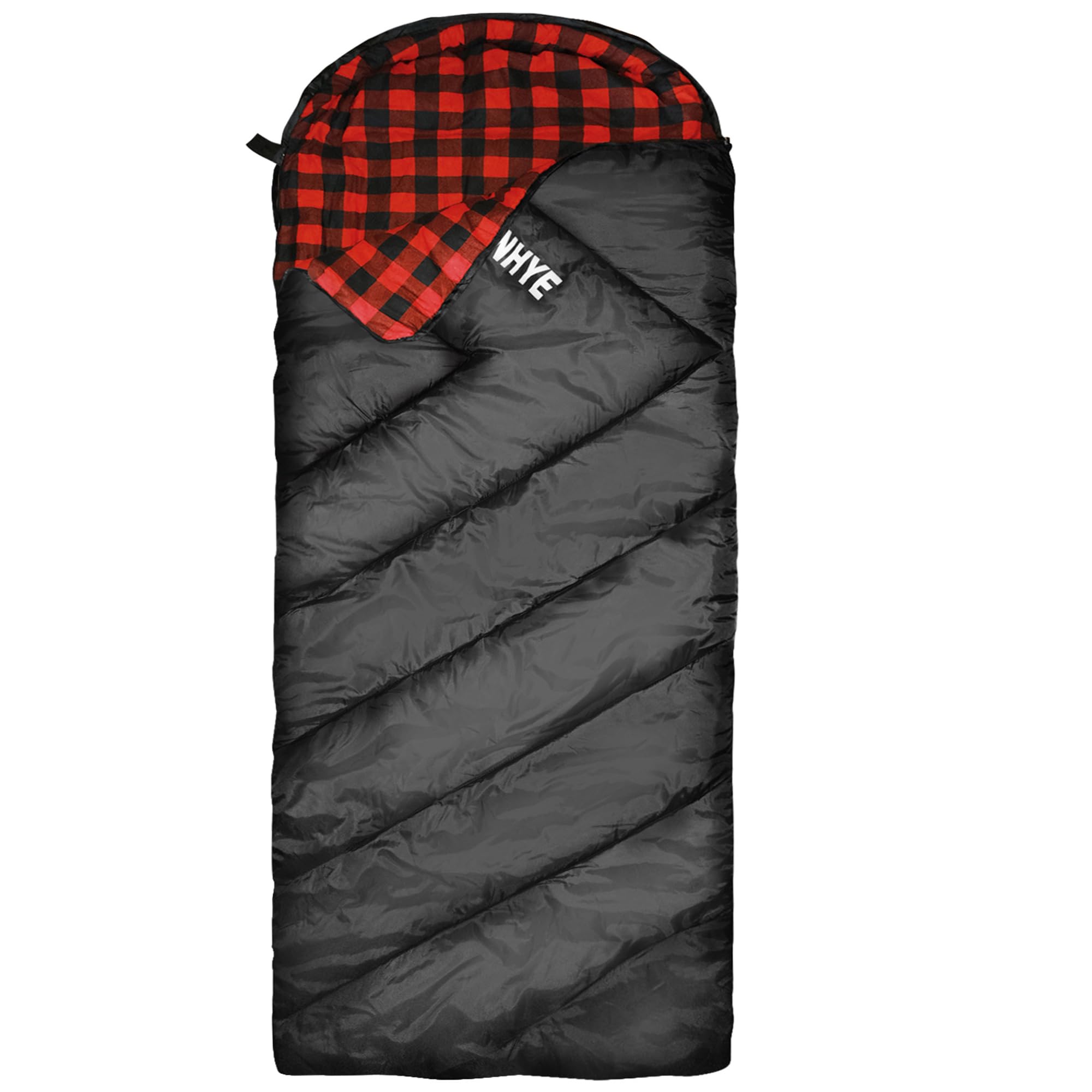 ShinHye Saco de dormir para adultos de franela de 0 grados, saco de dormir de algodón grande y alto, saco de dormir de cero grados, para clima frío, XXL, camping, color negro, cremallera derecha
