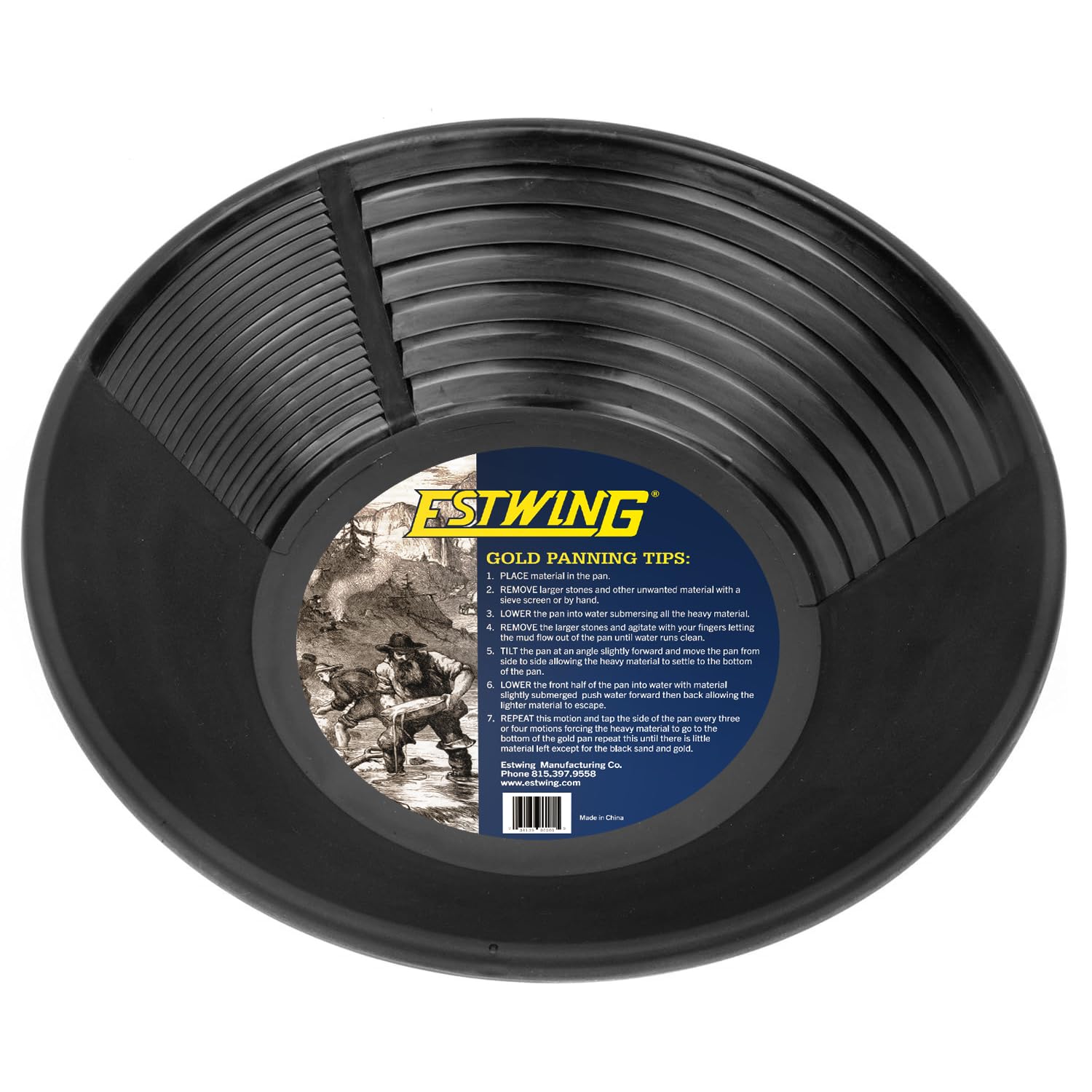 ESTWING Plastic Gold Pan - 10" Lightweight and Durable Prospecting Pan with Deep Riffles for Gold Panning - BP10