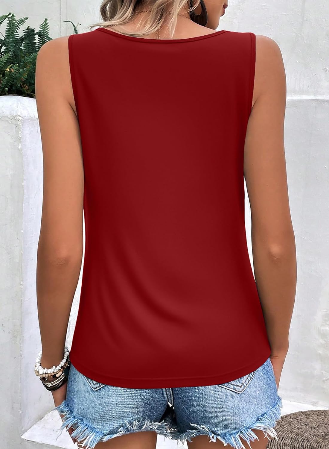 LOLONG Womens Tank Tops Summer Sleeveless Asymmetrical Neck Pleated Tops Casual Shirts - Image 5