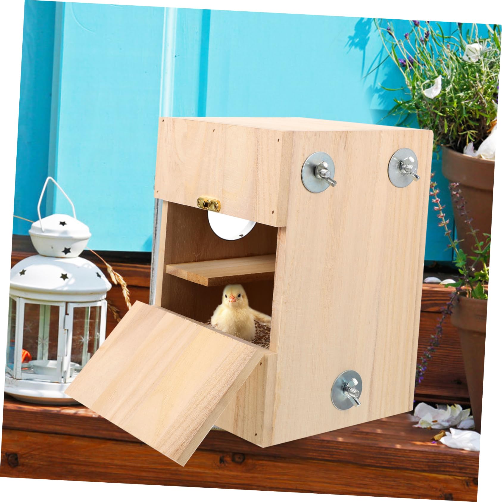 Yardwe Nid D’Oiseau en Bois, Boîte D’élevage Carrée, Lieu de Repos Confortable pour Canaris et Alouettes, Usage Intérieur