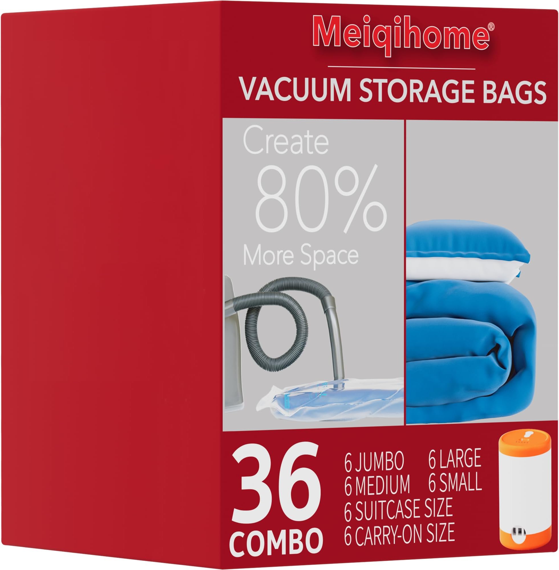 Vacuum Seal Bags for Clothing Travel & Home Storage, travel vacuum bags with pump, Store Blankets, Comforters, Pillows, Seasonal Clothes Compactly,36 Pack With Electric Pump
