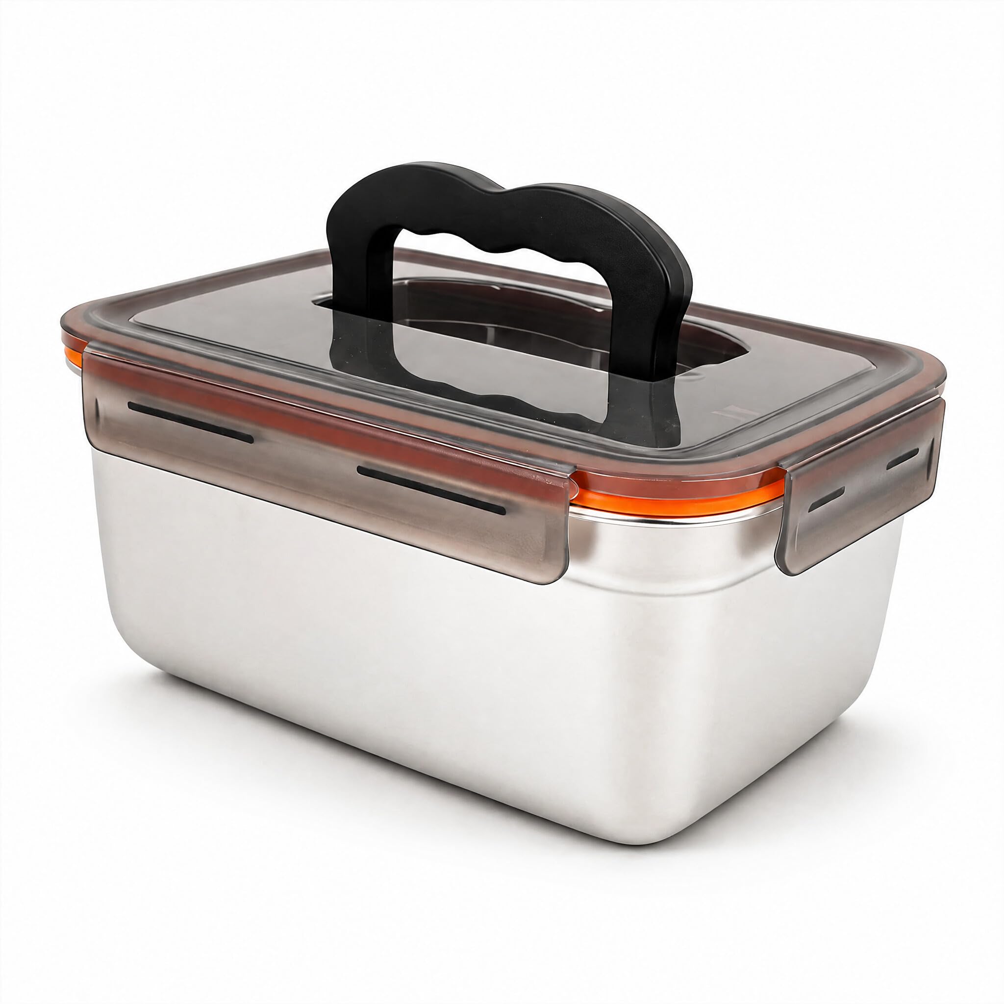 Contenedor de Almacenamiento de Alimentos de Acero Inoxidable, Recipiente Hermético a Prueba de Fugas para Almuerzo, Refrigerios con Tapas y Asa, Lonchera de Metal para