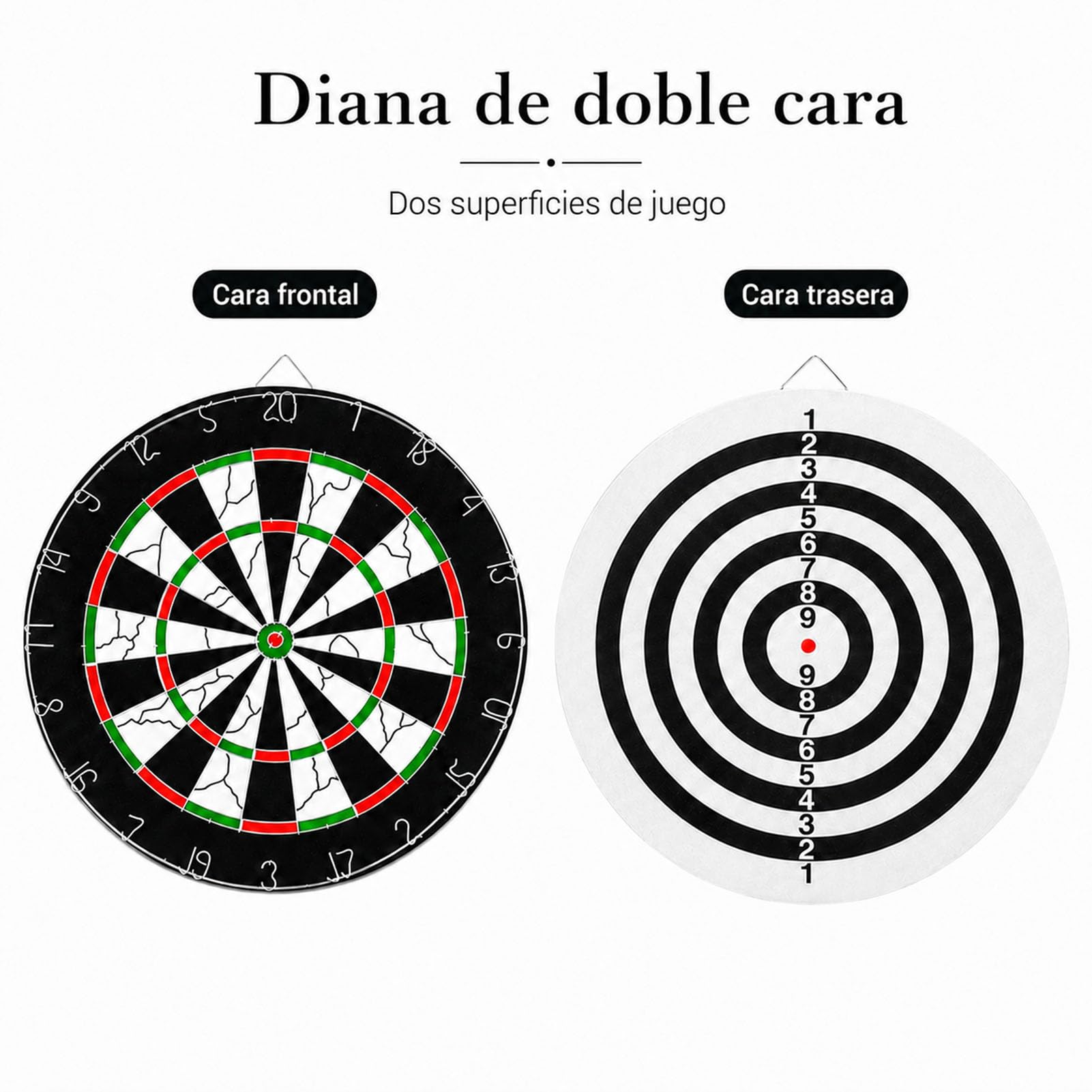 Diana Dardos Profesional Juego de Dardos para Adultos con Tabla Flocado de Doble Cara y 6 Puntas de Acero