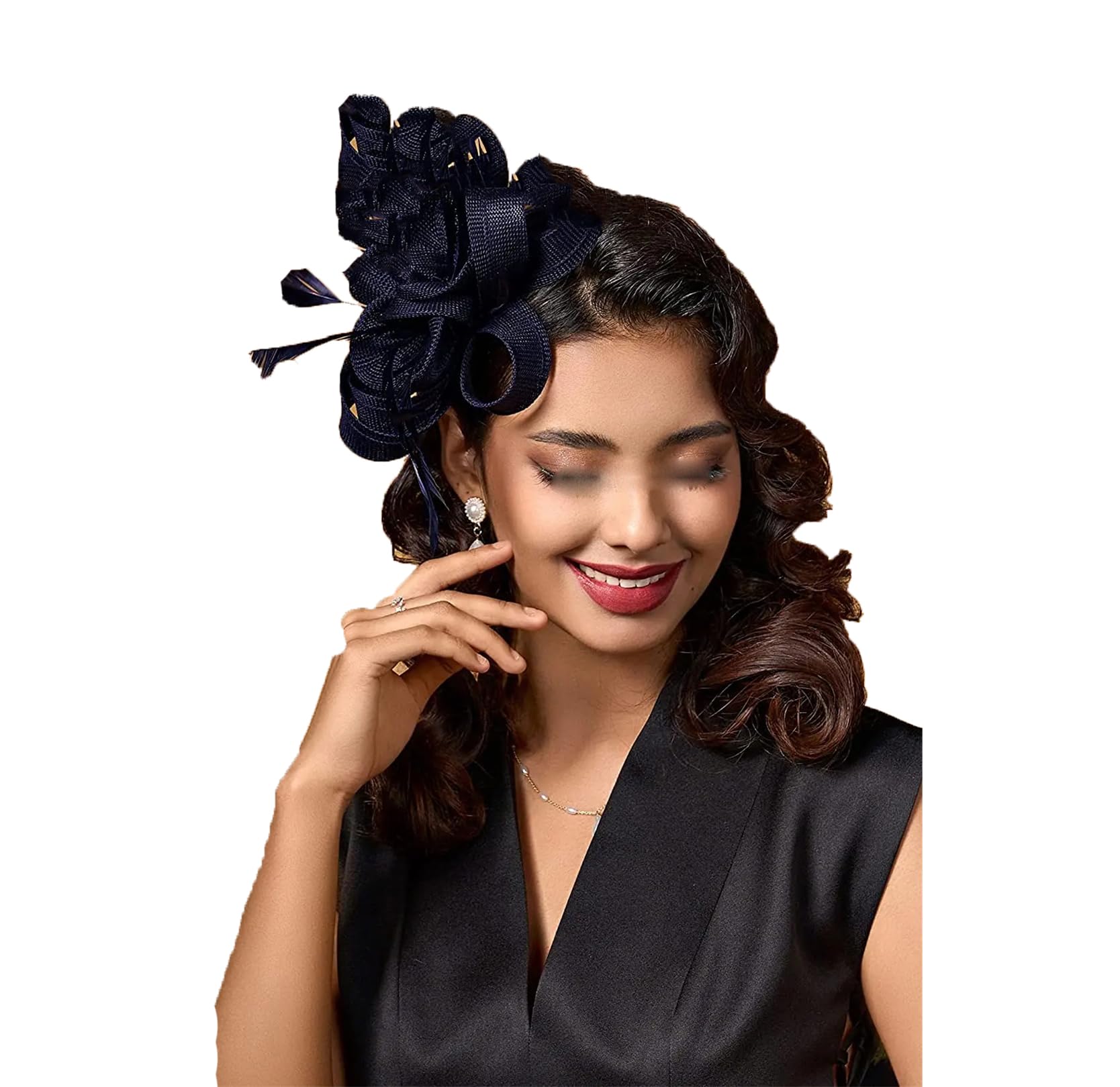 FBHappiness Women Tea Party Flower Fascinators Headband Hat Wedding Cocktail Feathers Ribbon Fascinator Hats