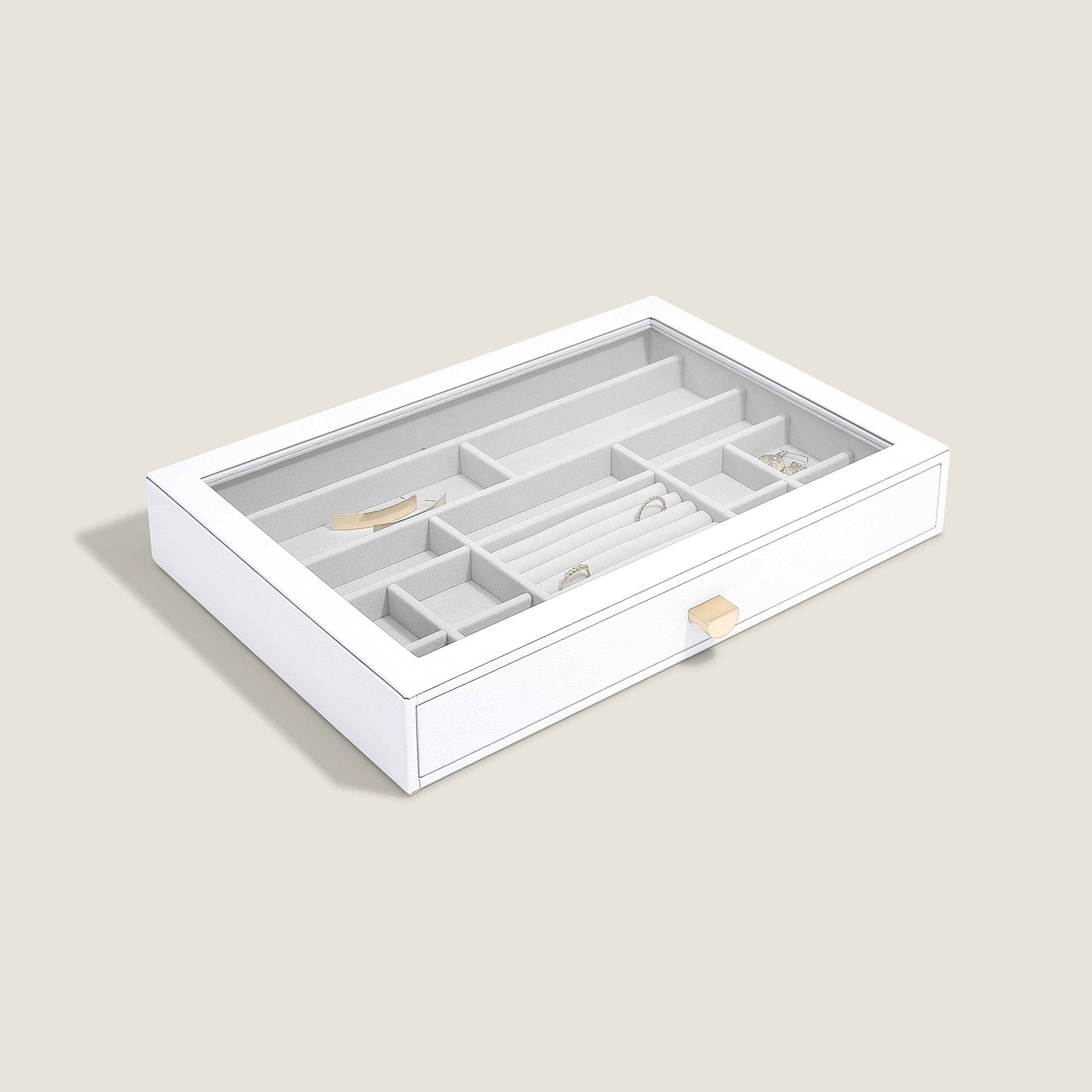 Stackers Supersize White Pebble Glass Top Drawer