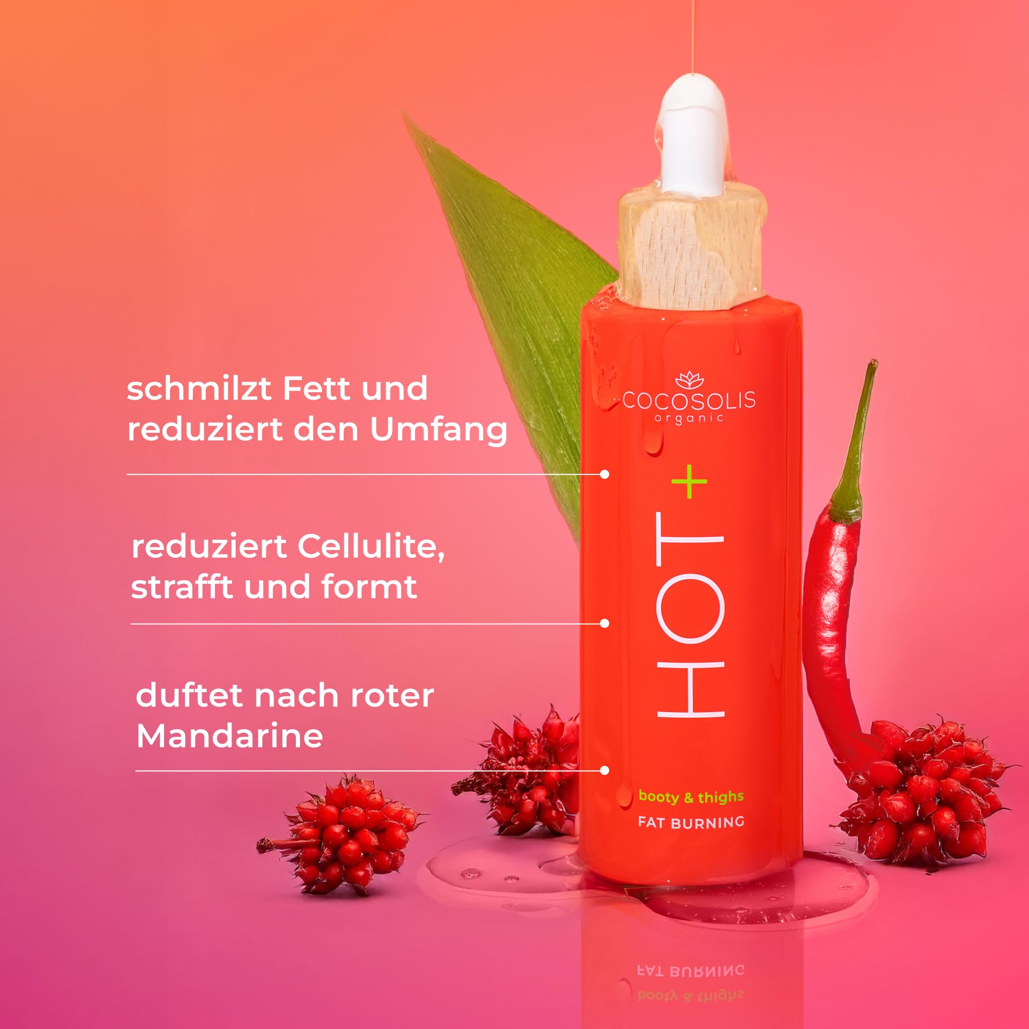 COCOSOLIS HOT+ Fat-burning Serum Thermo-Serum zur Gewichtsabnahme. Formel mit klinisch bewiesenen Inhaltsstoffen zur Fettverbrennung. Straffung und Glättung.