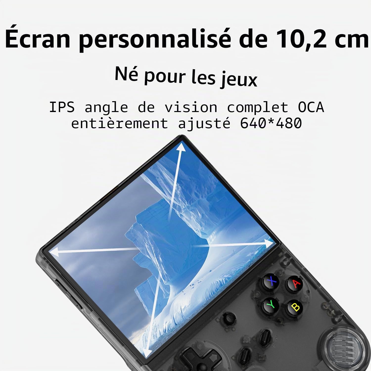 RG40XX V Console de jeu rétro, portable, avec mémoire de 64 Go, écran IPS 4,0" et système de jeu rétro Linux OS avec batterie de 3200 mAh, noire