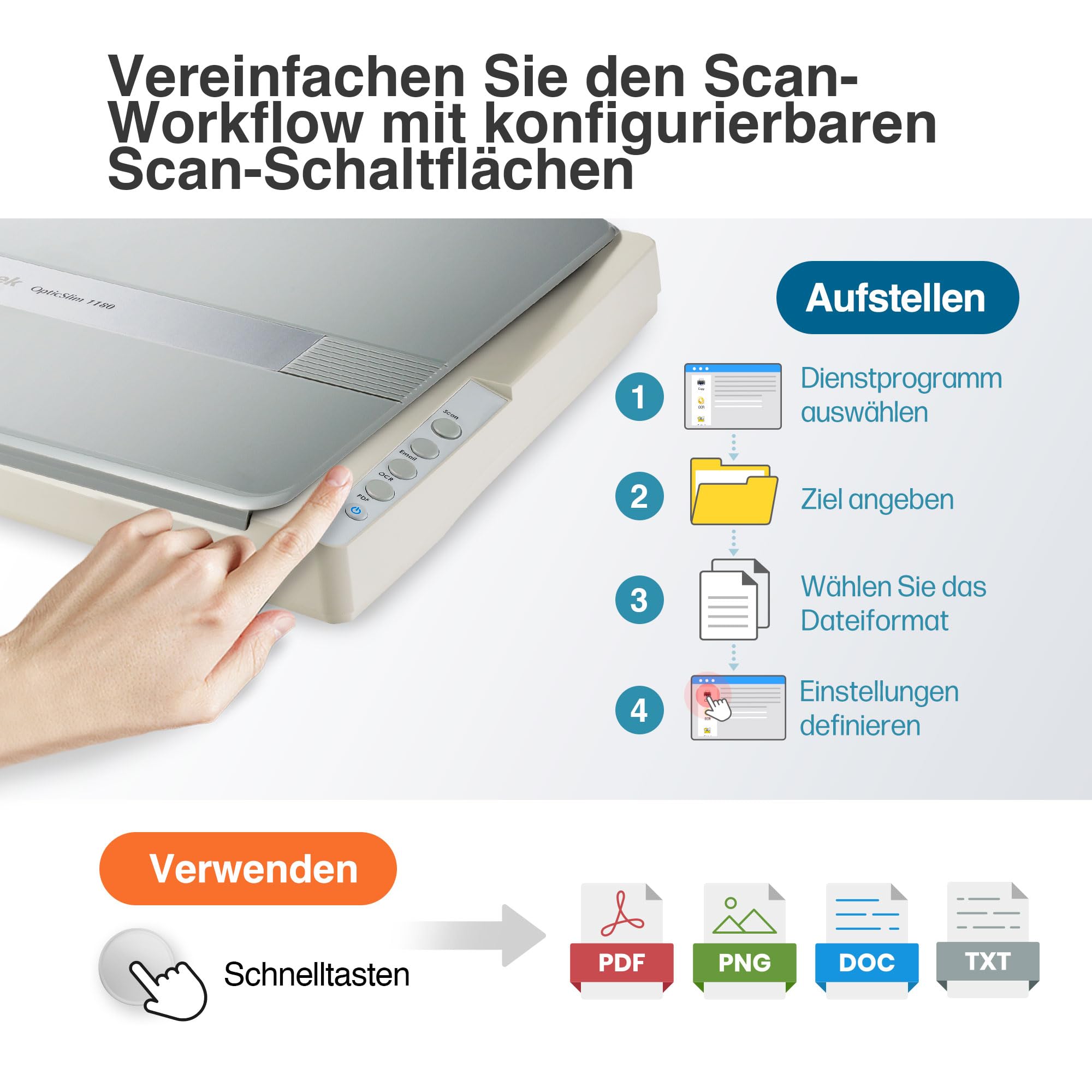 Plustek OS1180 Flachbettscanner A3 9 Sekunden für Bibliotheken Schulen Büros