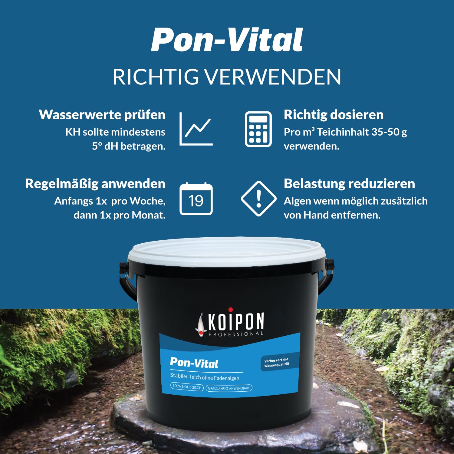 KOIPON Pon-Vital 2,5 kg biologische Alternative gegen Fadenalgen im Gartenteich